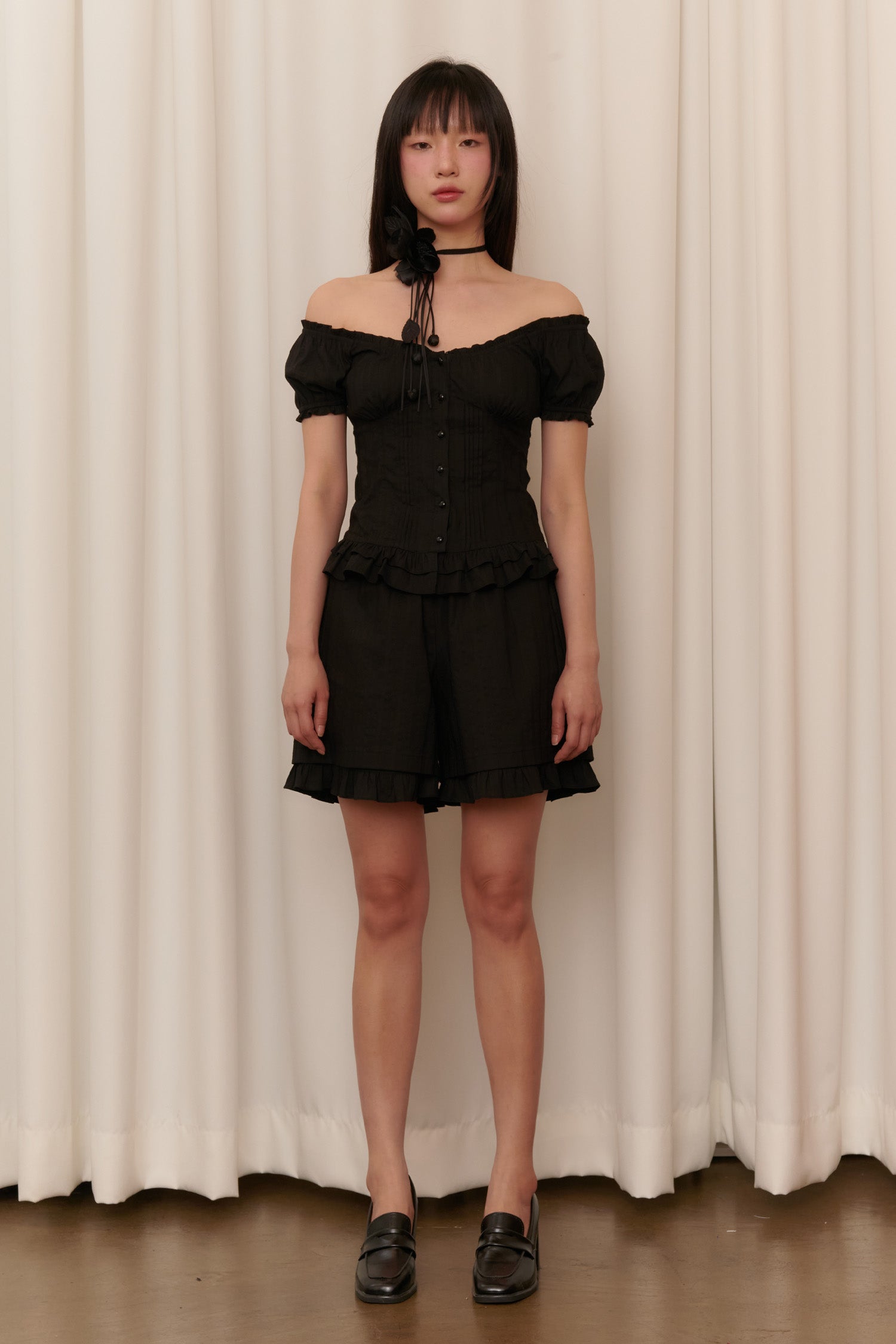 BABY DOLL CORSET BLOUSE_BLACK