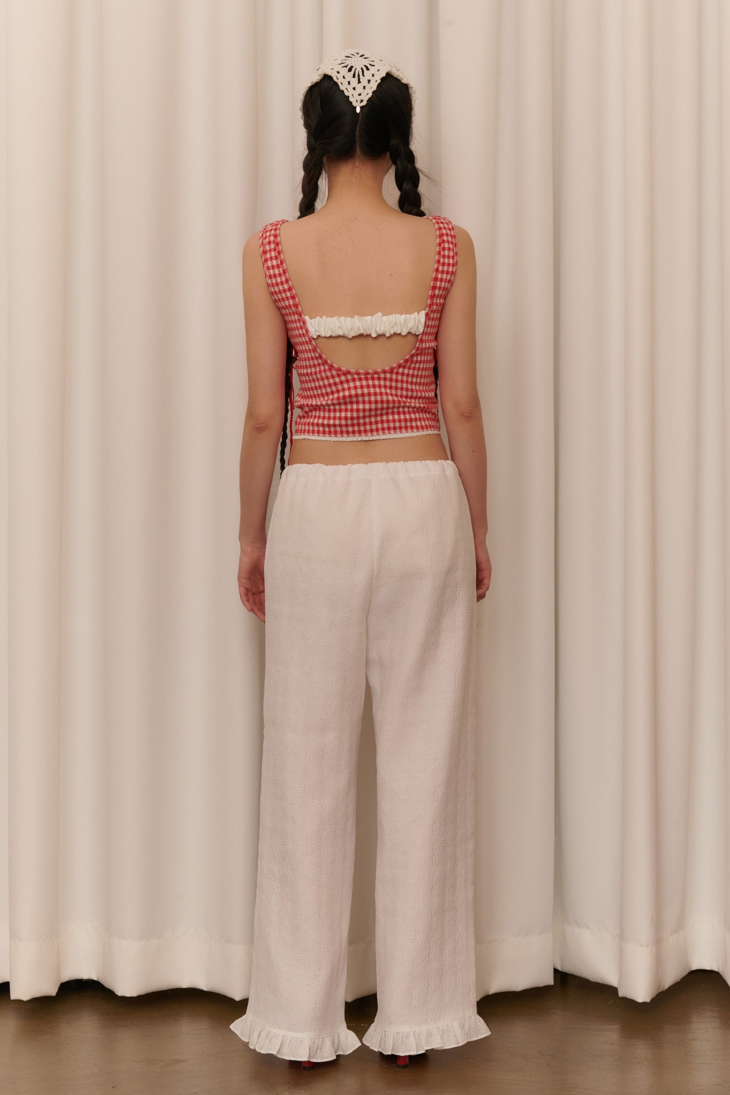 FLOWER JACQUARD SUMMER PANTS_WHITE