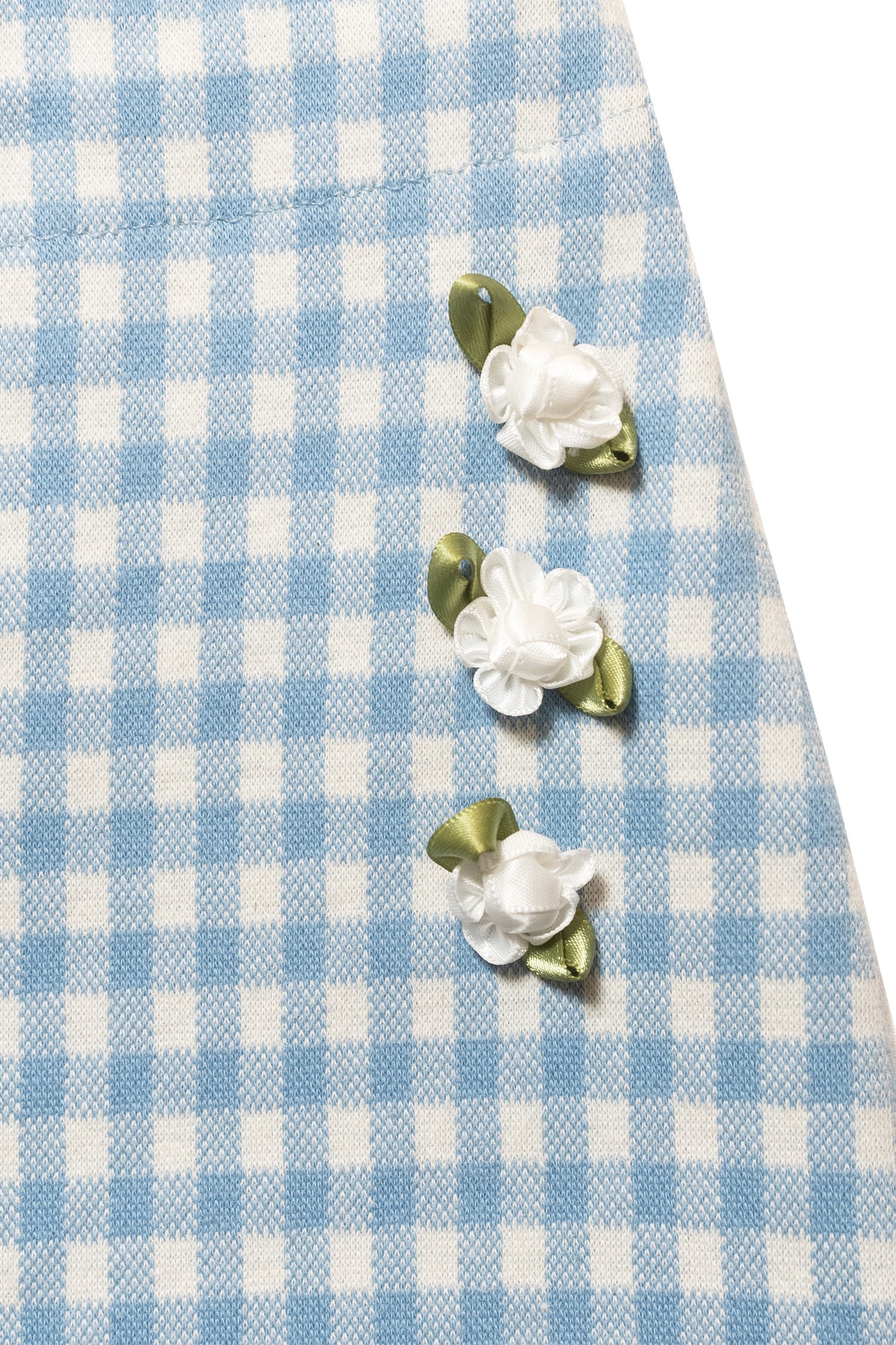 Gingham Lace Trim Mini Skirt (Light Blue)
