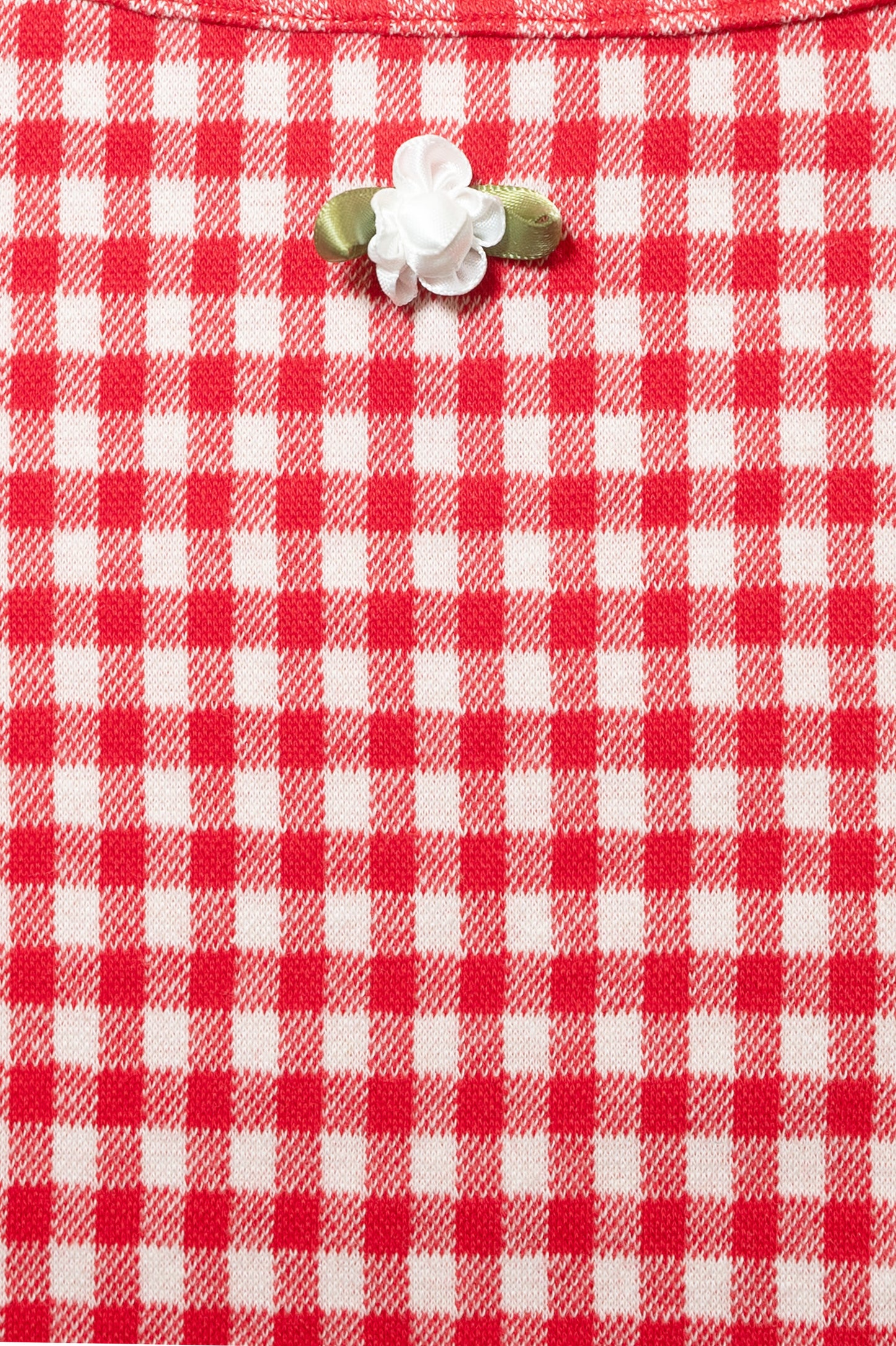 Gingham Lace Trim Sleeveless Top (Red)