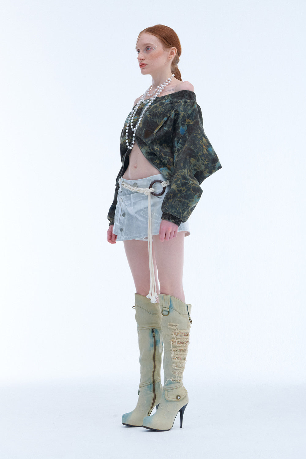 Tie-Dyed Corduroy Crop Jumper (Khaki)