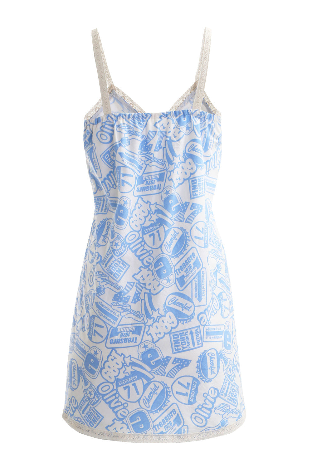Lettering Slip Dress (Blue)