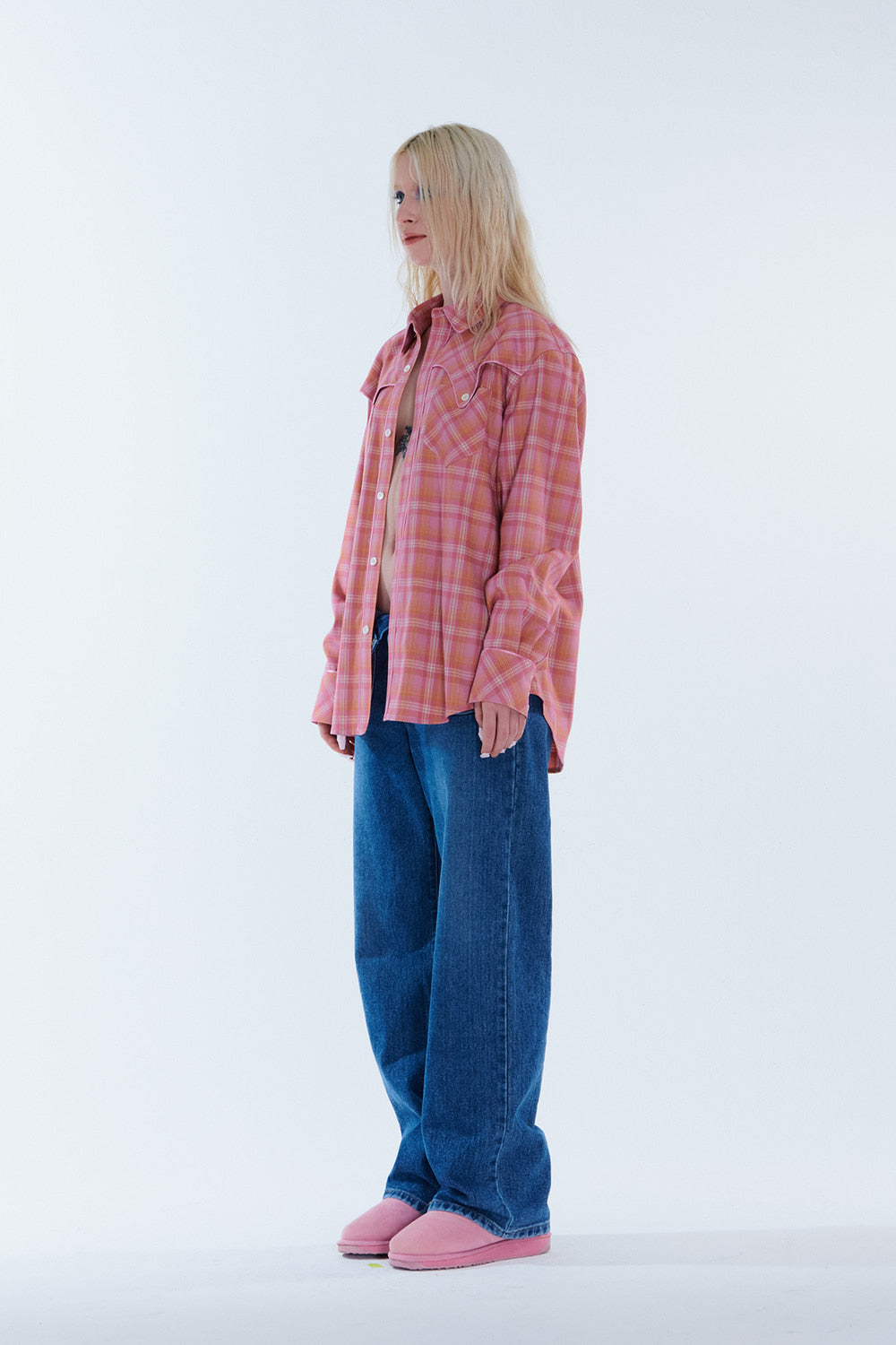 Check Pattern Western Shirts (Pink)