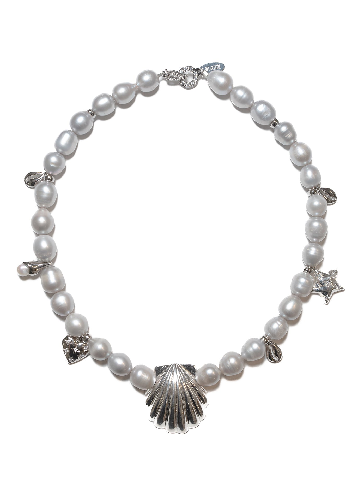 FRESH WATER PEARL & SCALLOP NECKALCE_SILVER
