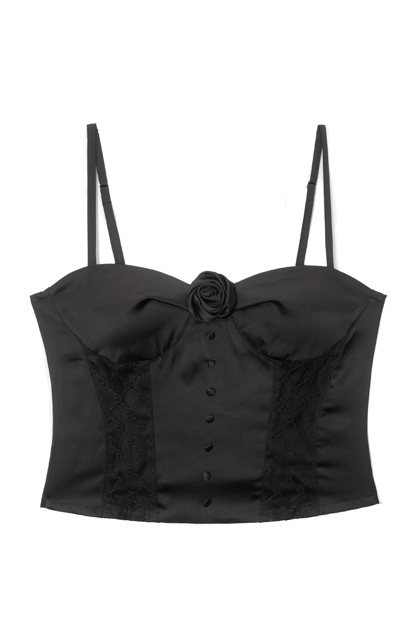 Silky Rose Corset Bustier (Black)