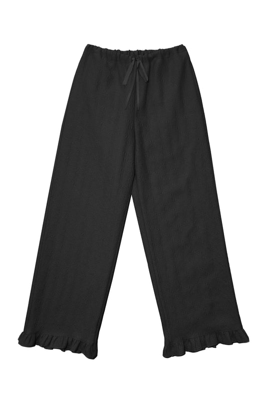 Flower Jacquard Summer Pants (Black)