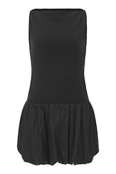 Bubble Hem Mini Dress (Black)