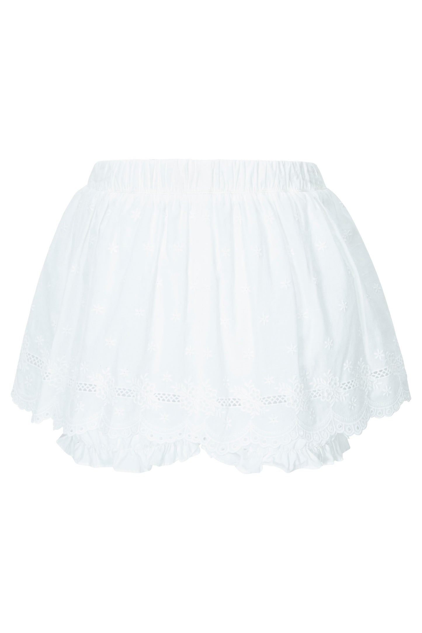 Skirt Layered Bubble Shorts (White)