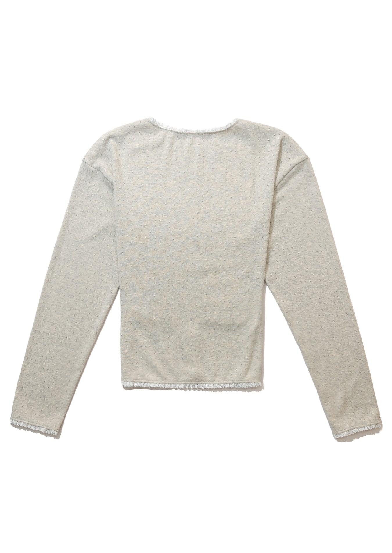 Lace Trim Eyelet Cardigan (Oatmeal)