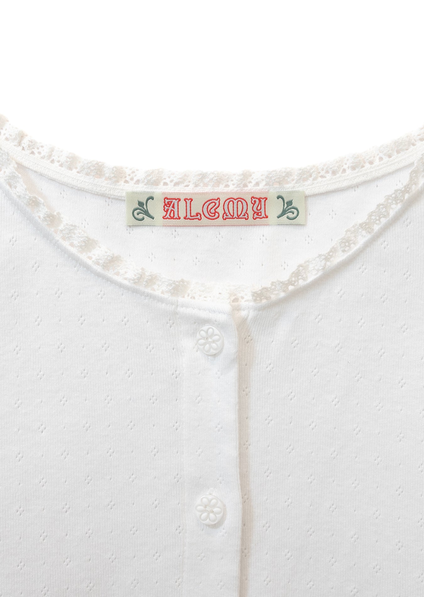 Lace Trim Eyelet Cardigan (White)