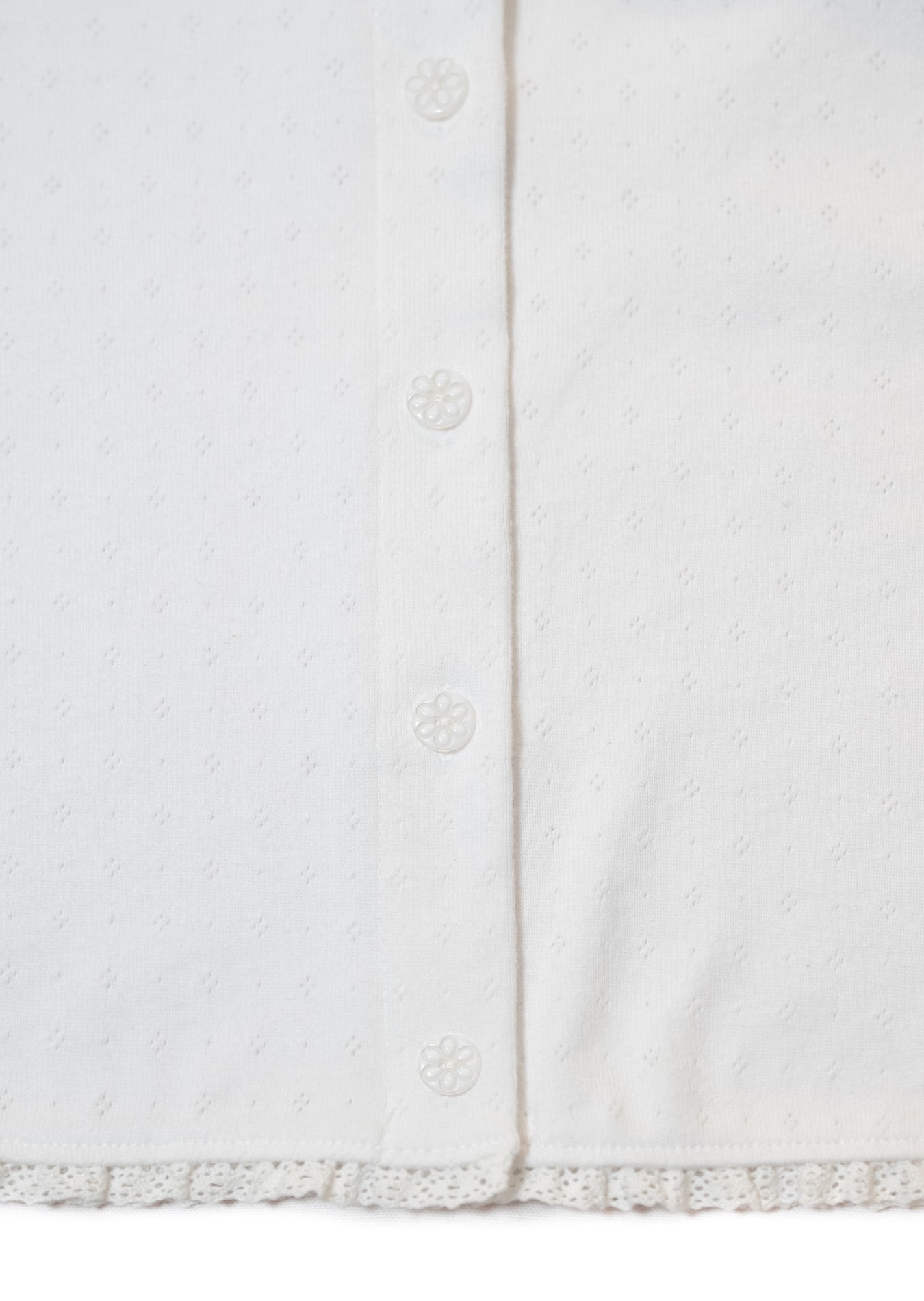 Lace Trim Eyelet Cardigan (White)