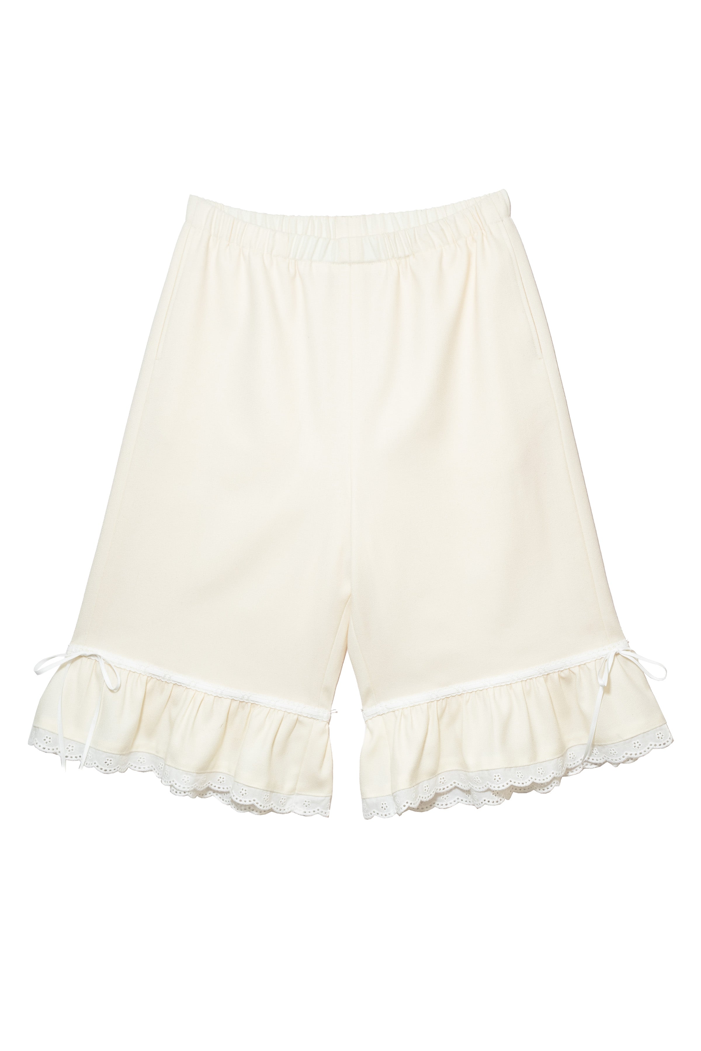 WOOL BLOOMER BERMUDA PANTS_WHITE