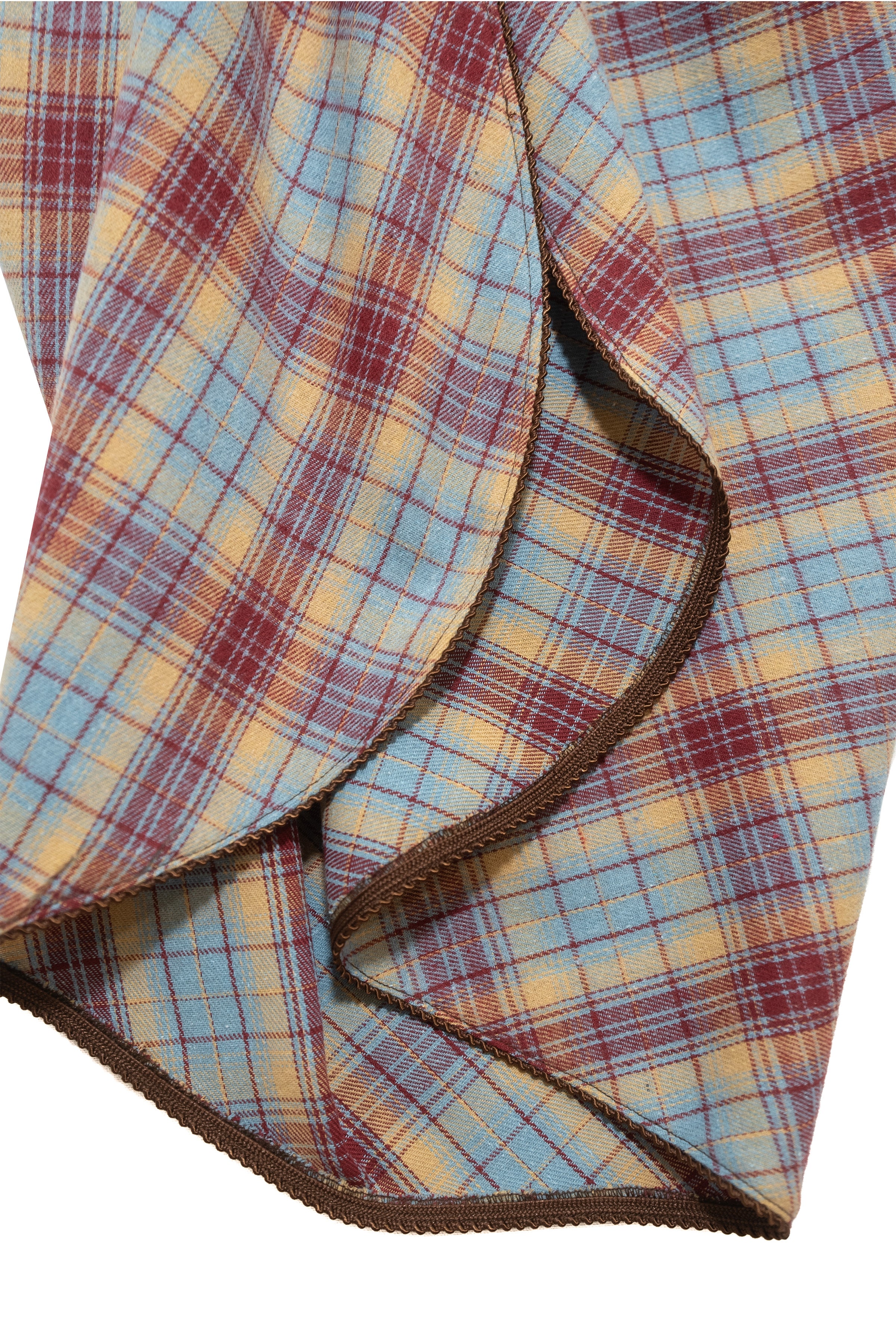 DRAPE PLAID LONG SKIRT_BLUE