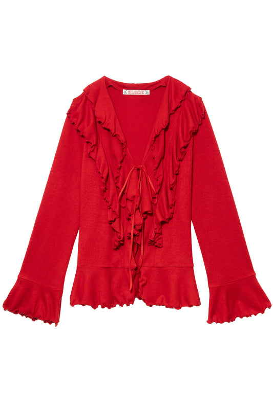 Hippie Ruffle Cardigan (Red)