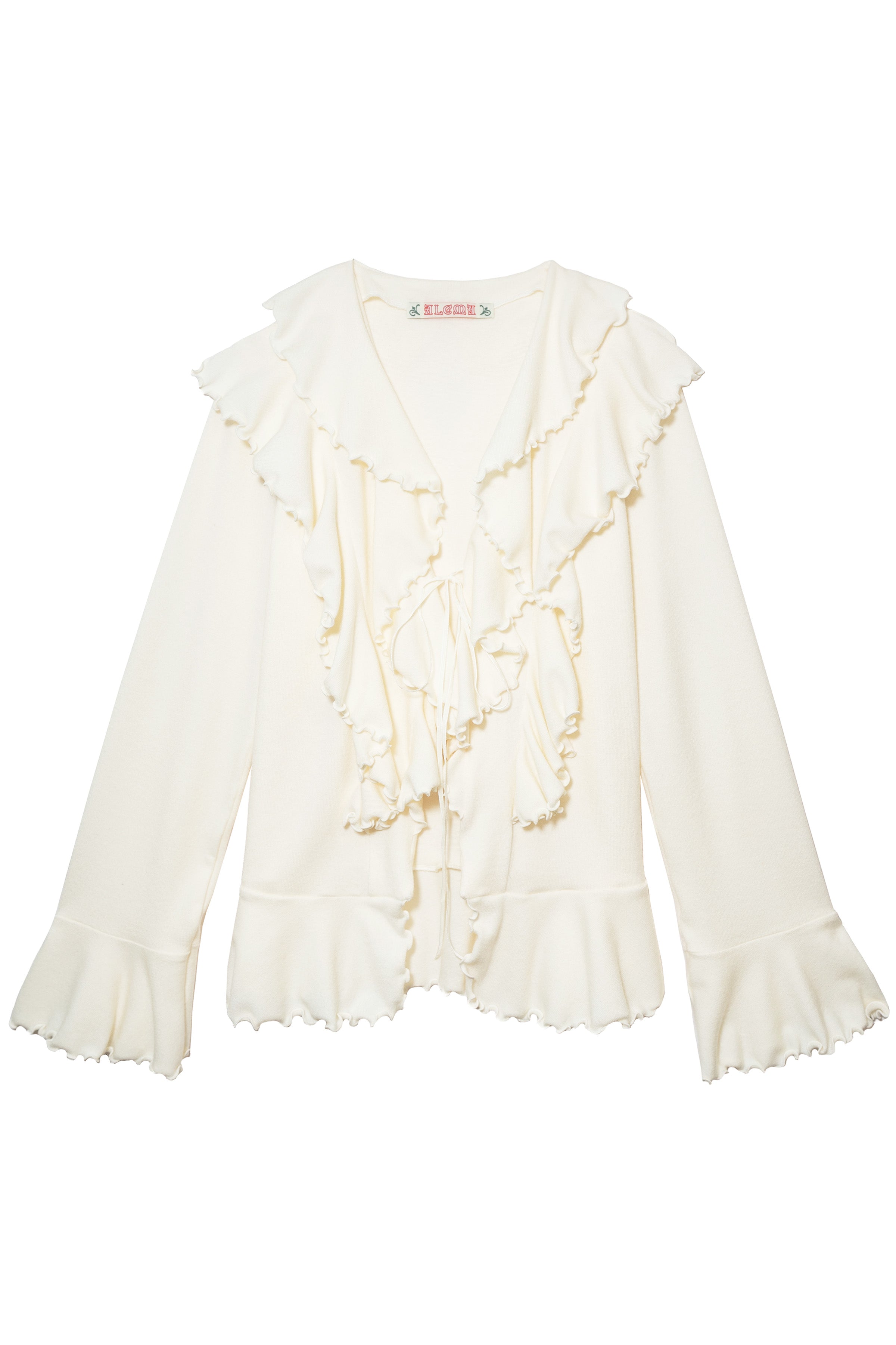 HIPPIE RUFFLE CARDIGAN_ECRU