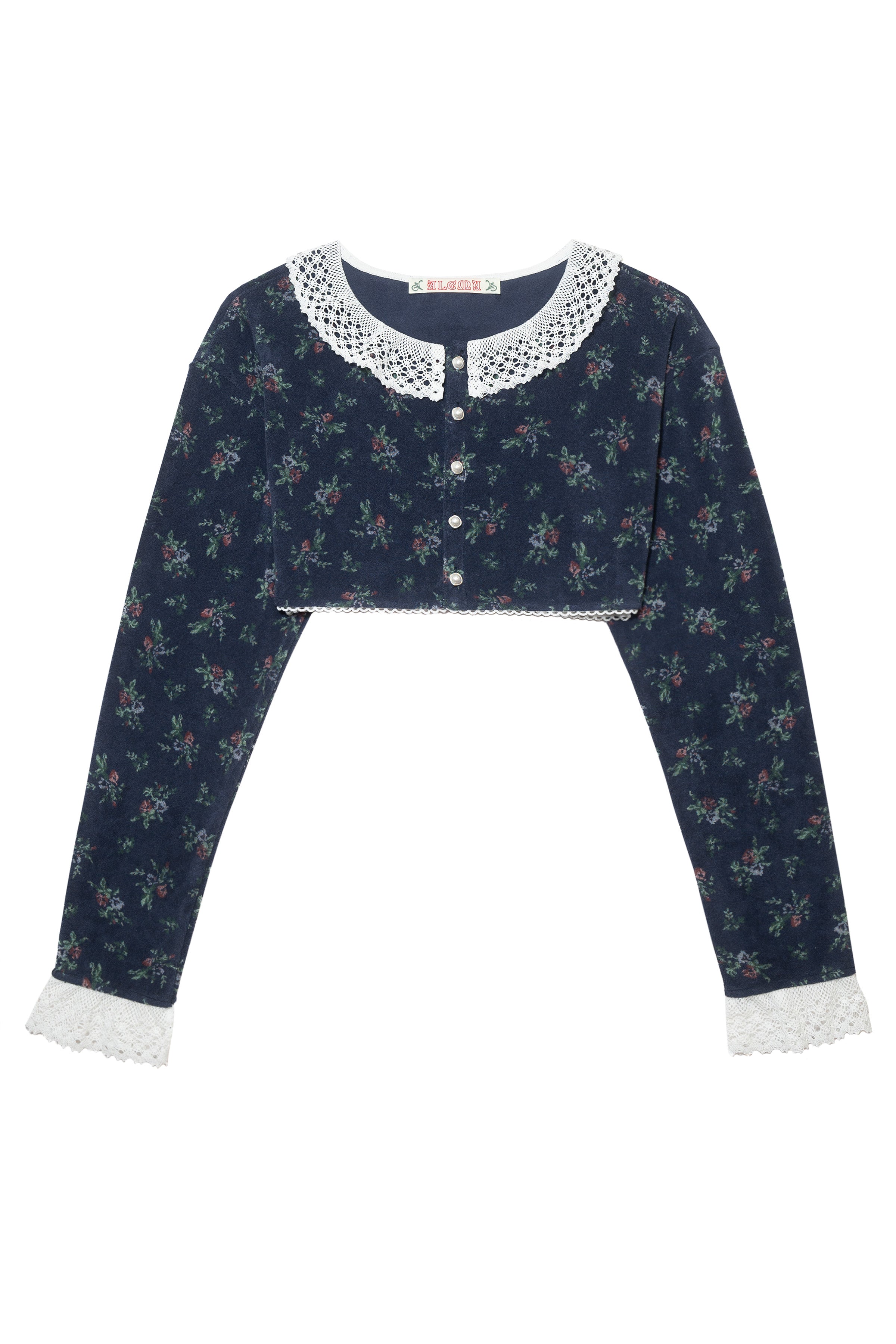 VINTAGE FLOWER TERRY CARDIGAN_NAVY