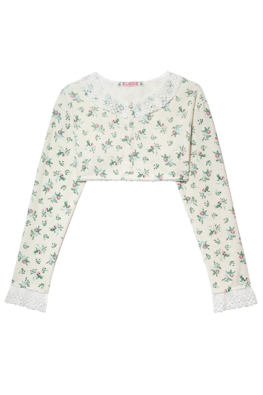 Vintage Flower Terry Cardigan (Cream)