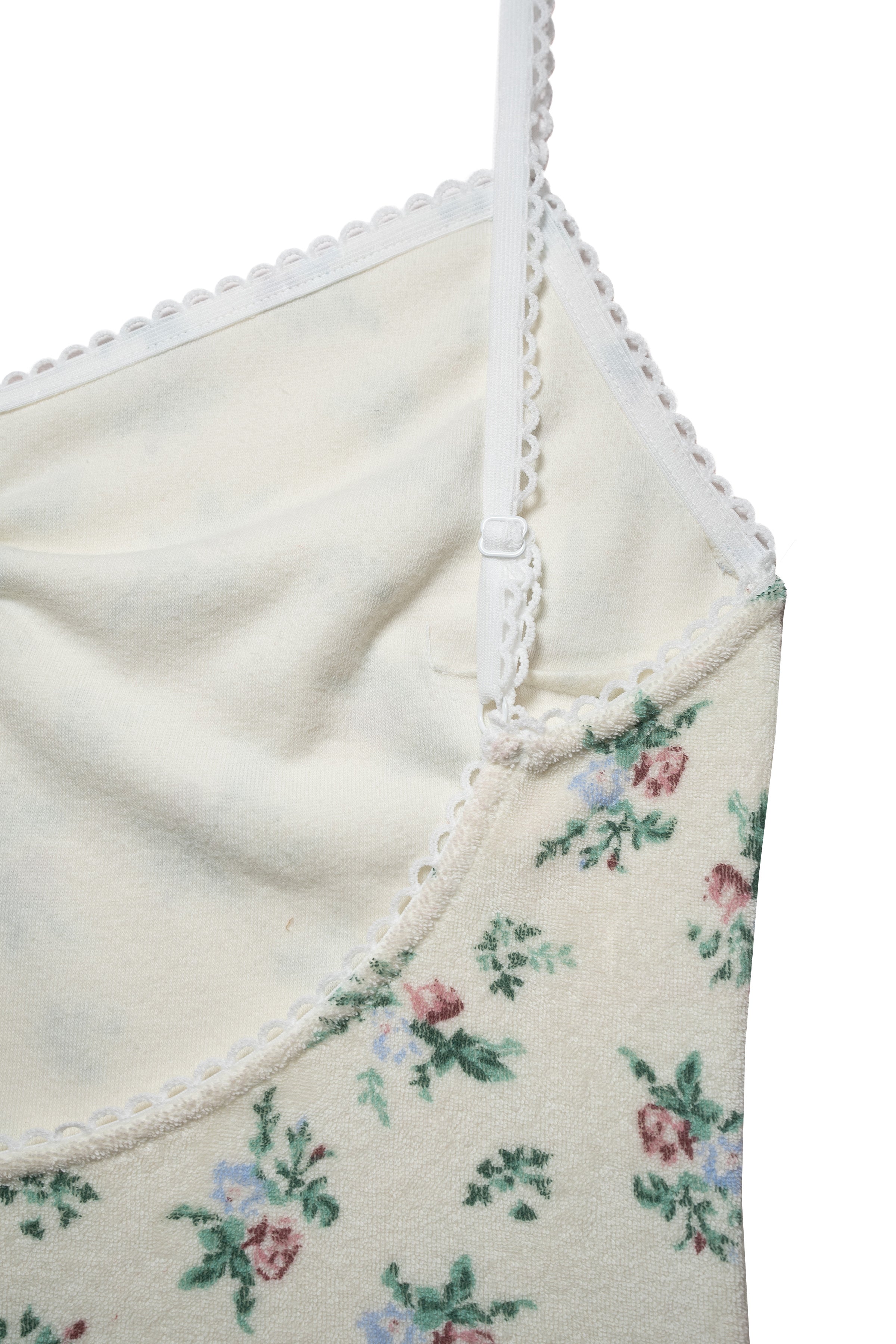 VINTAGE FLOWER TERRY SLIP_CREAM