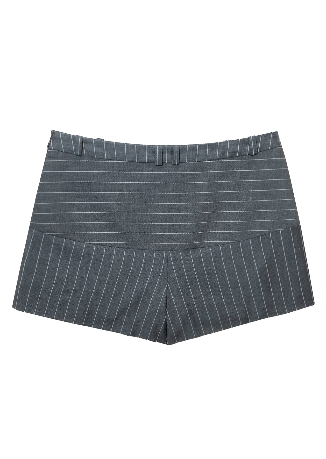 Pin Stripe Pleats Skirt Pants (Grey)