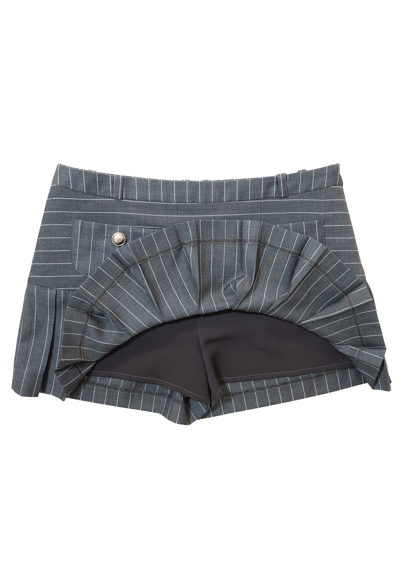 Pin Stripe Pleats Skirt Pants (Grey)