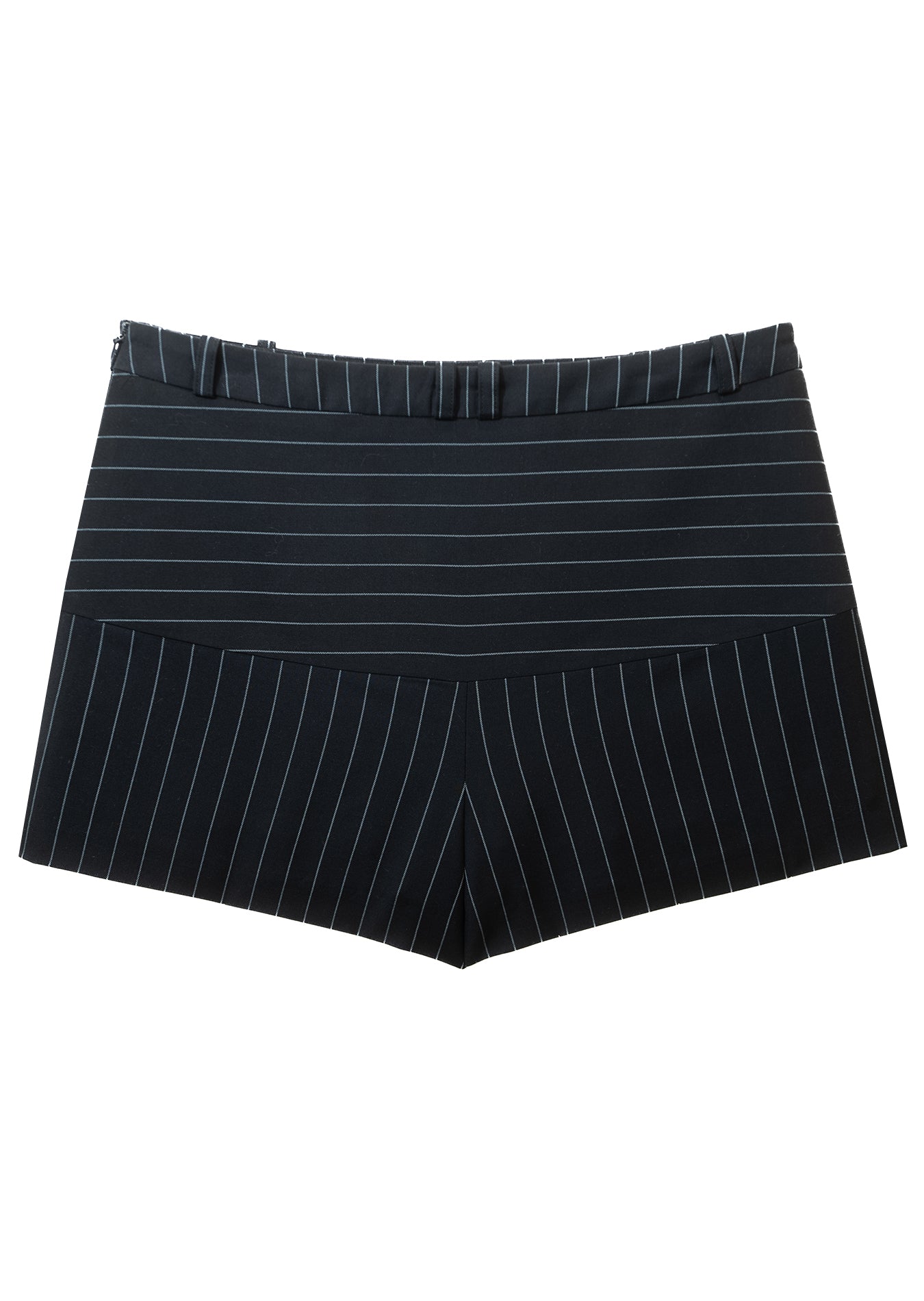 Pin Stripe Pleats Skirt Pants (Navy)