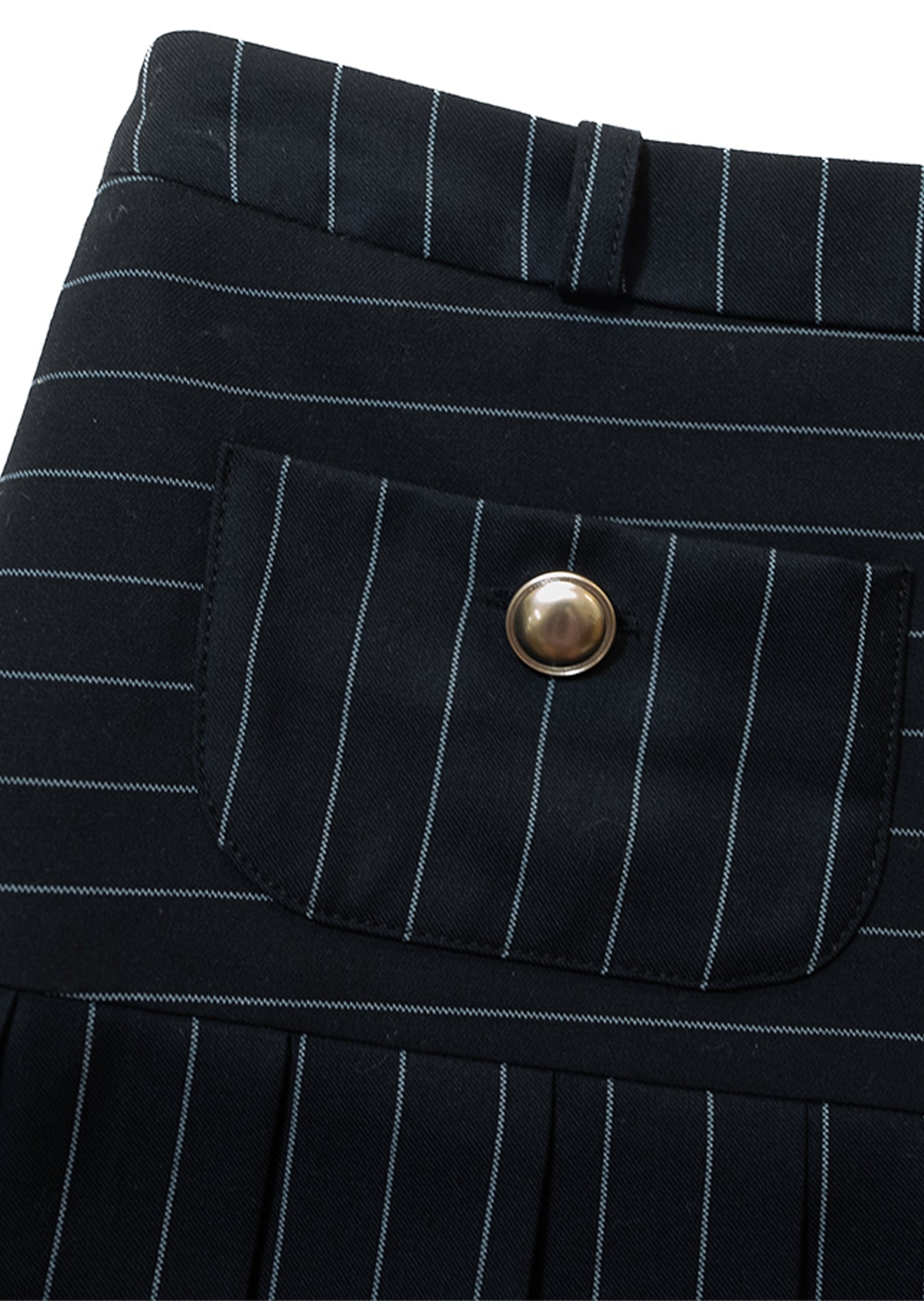 PIN STRIPE PLEATS SKIRT PANTS_NAVY