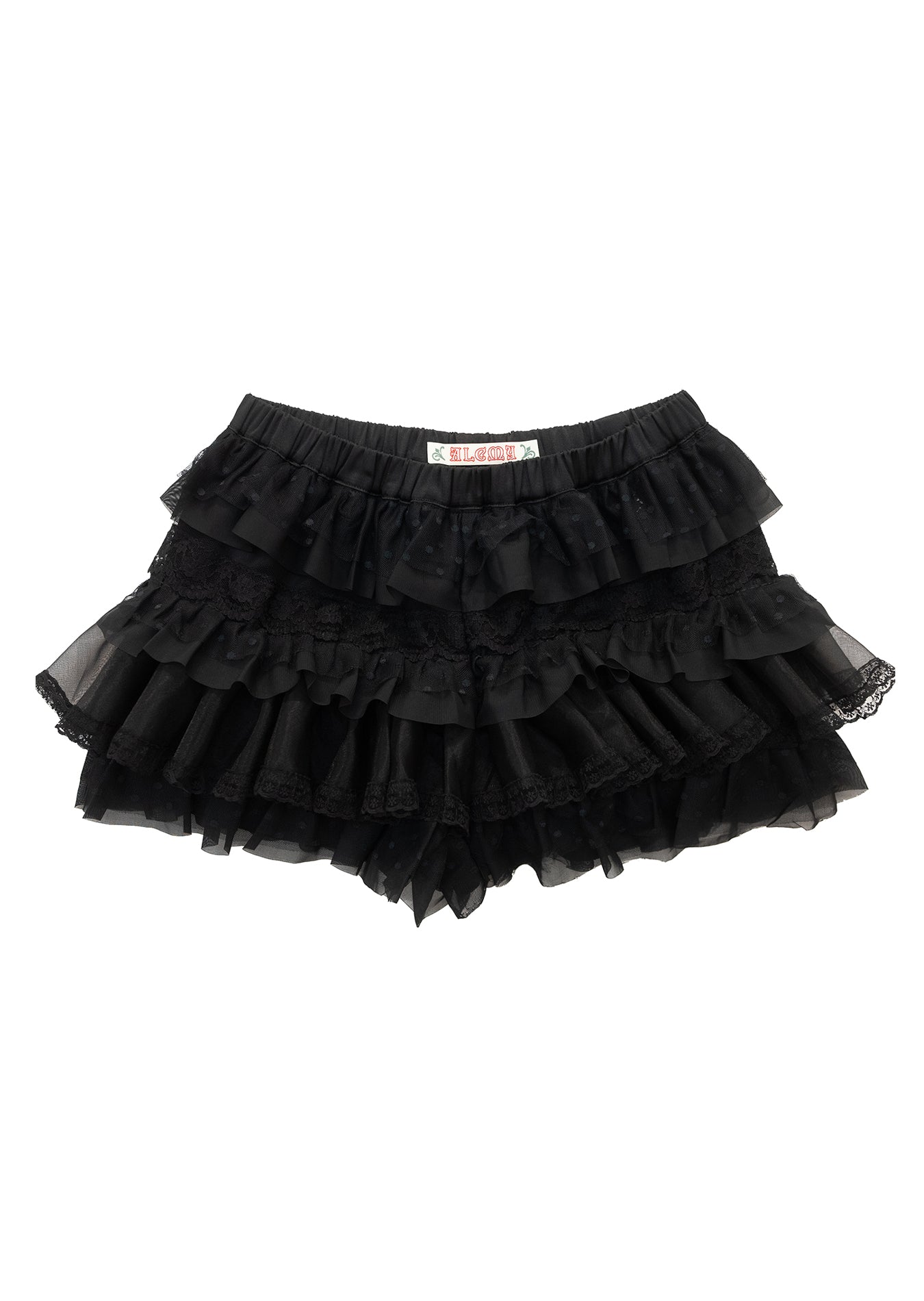LACE LAYERED SHORTS_BLACK