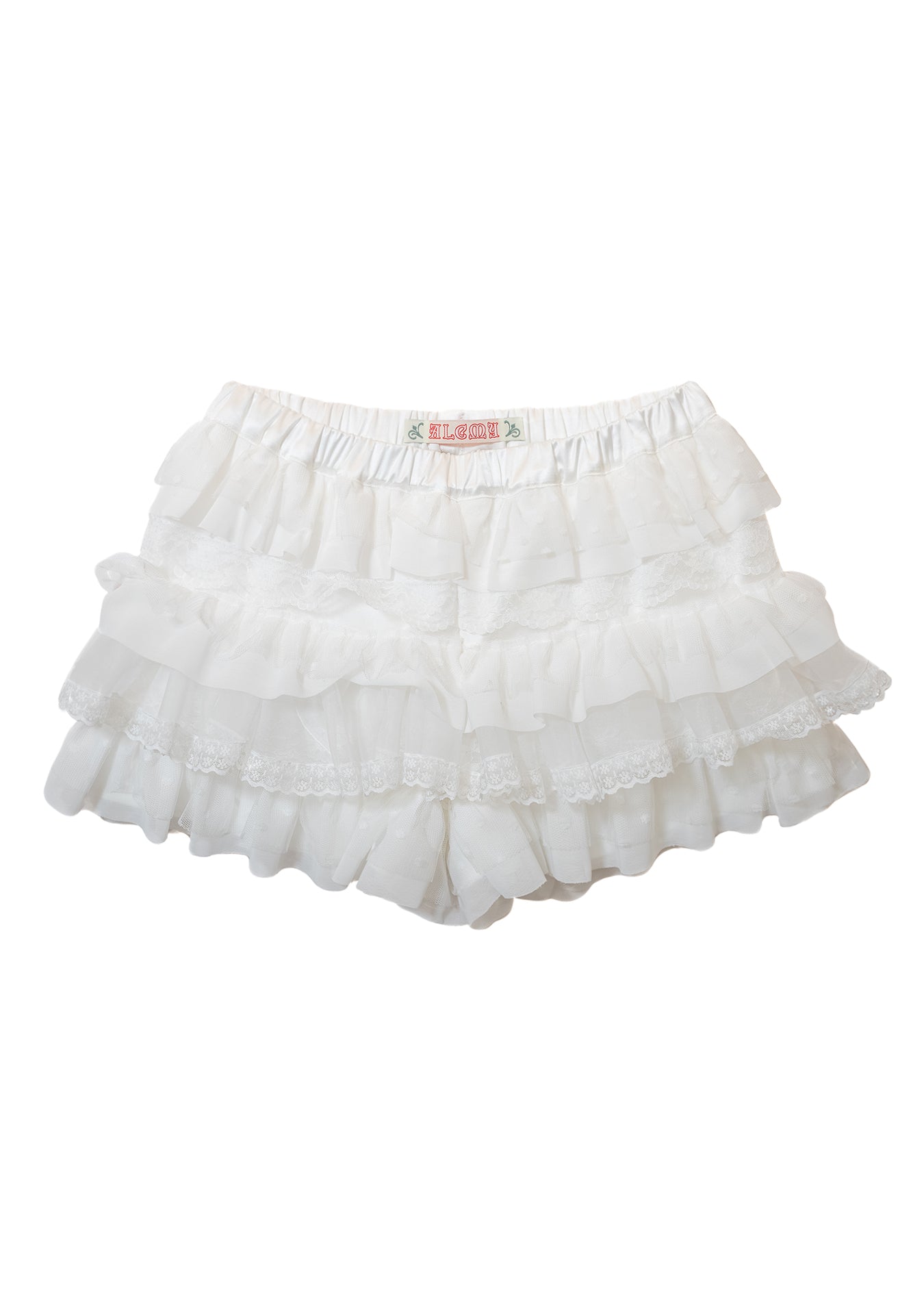 LACE LAYERED SHORTS_WHITE