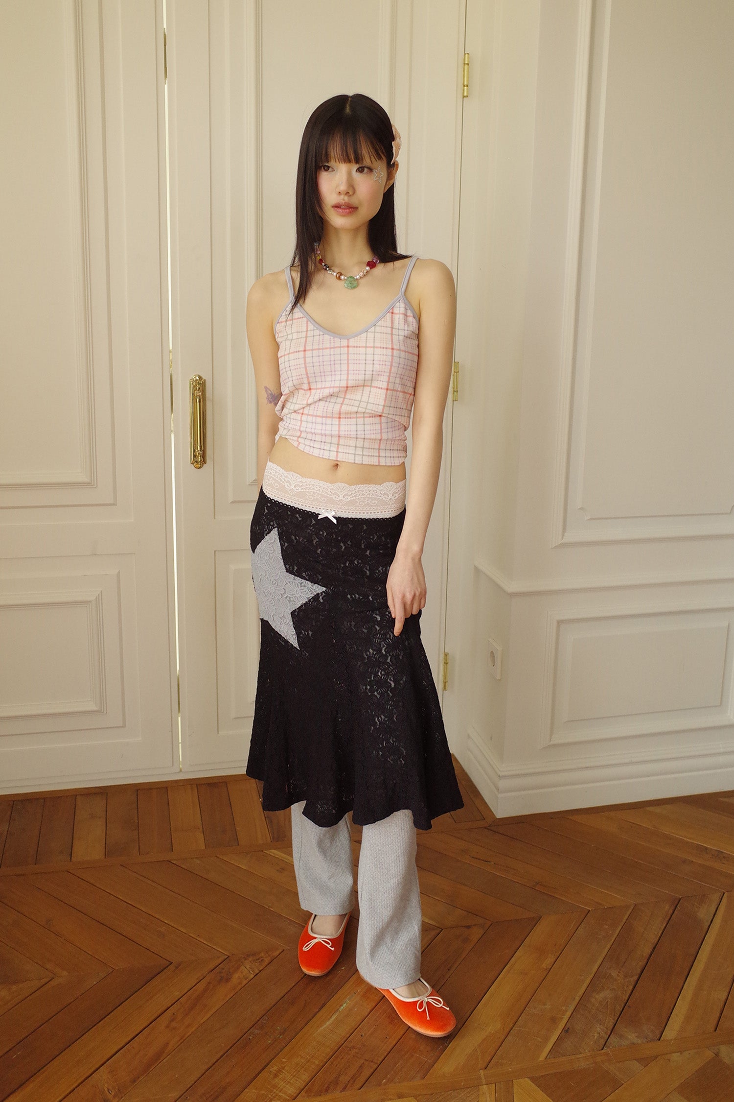 Lace Star Mermaid Skirt Black