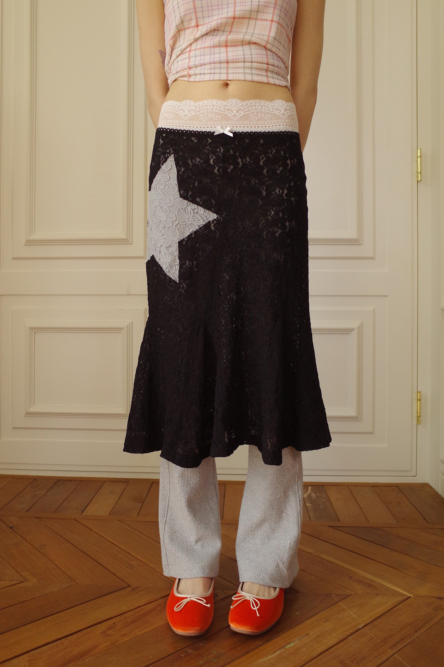Lace Star Mermaid Skirt Black