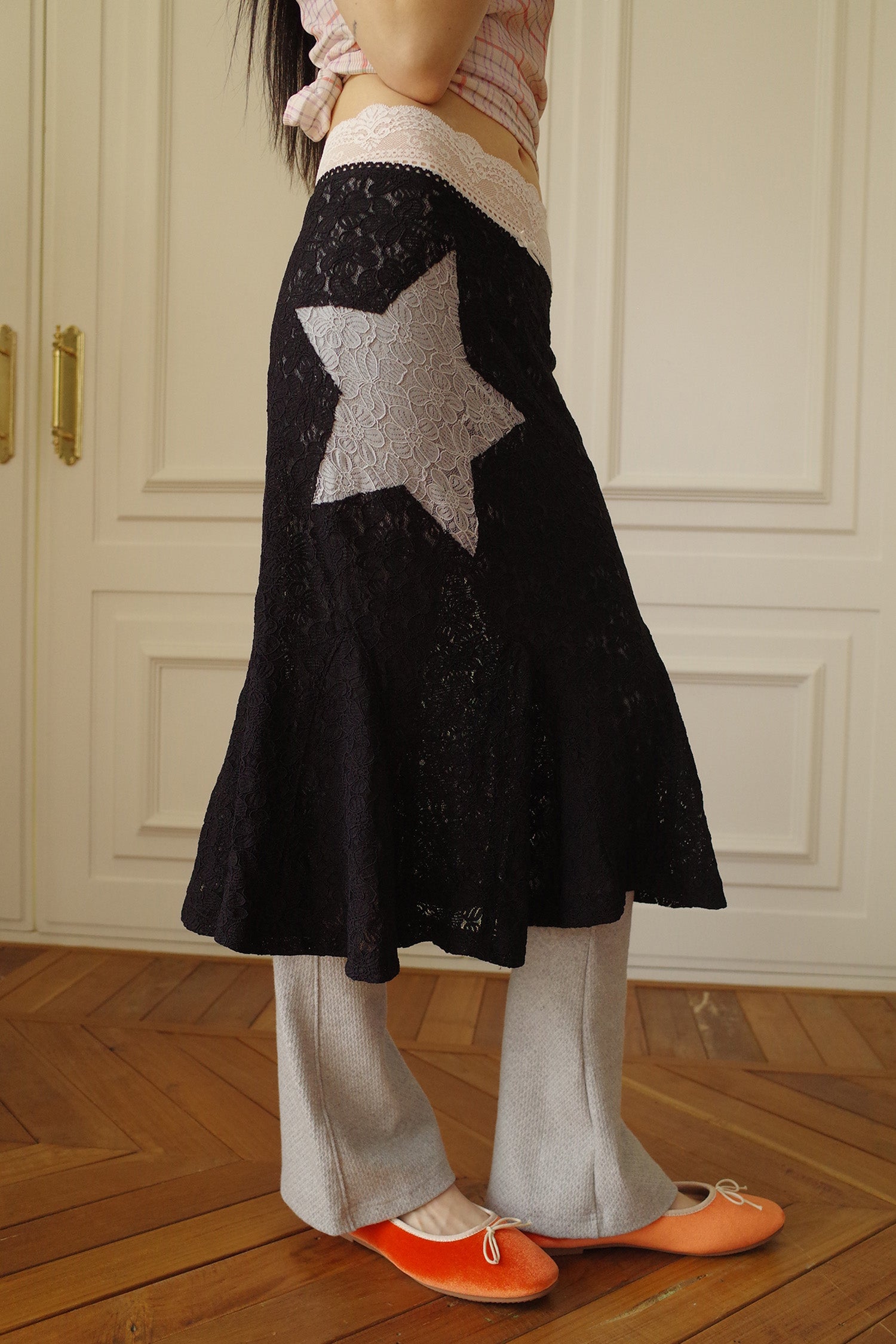 Lace Star Mermaid Skirt Black