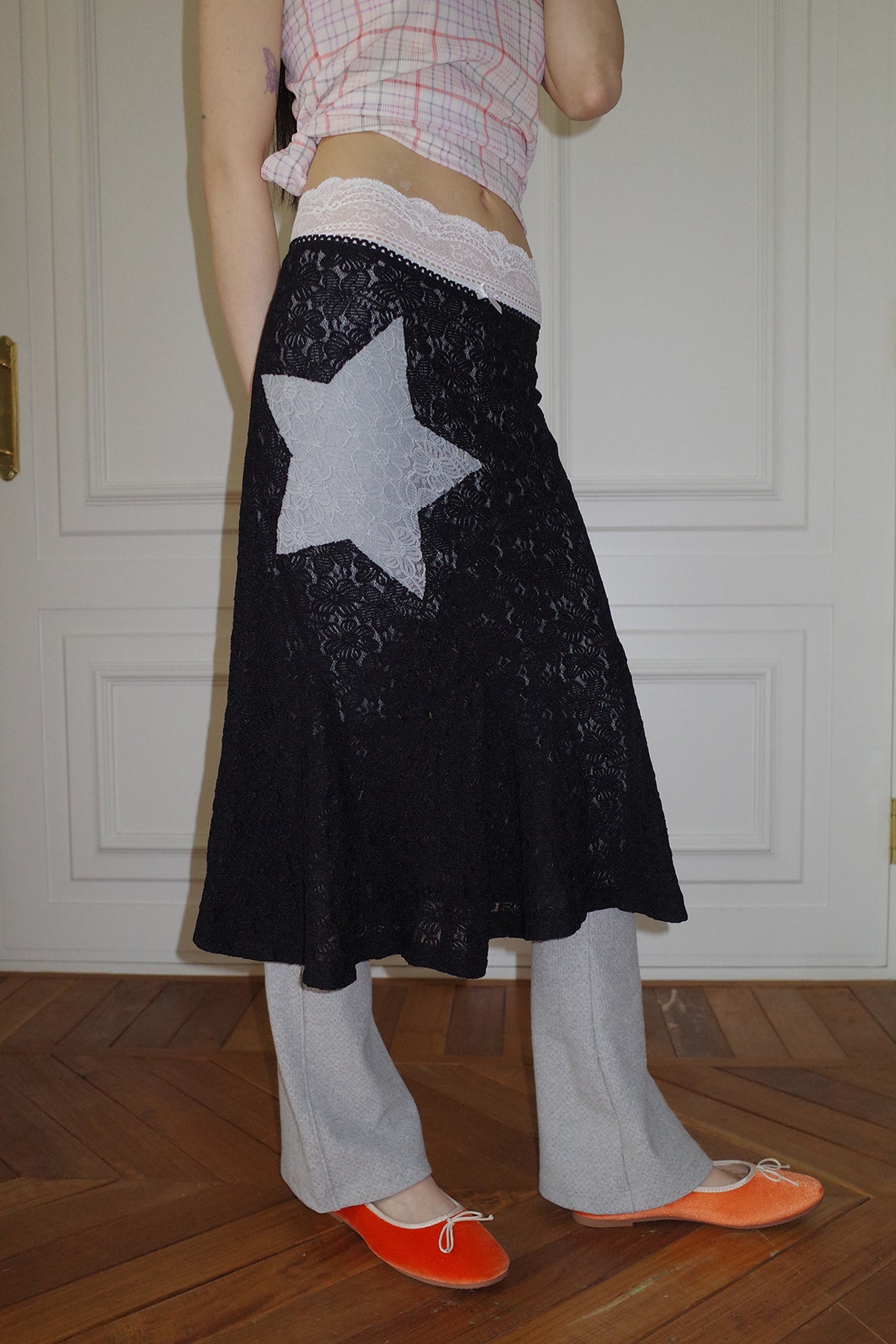Lace Star Mermaid Skirt (Black)