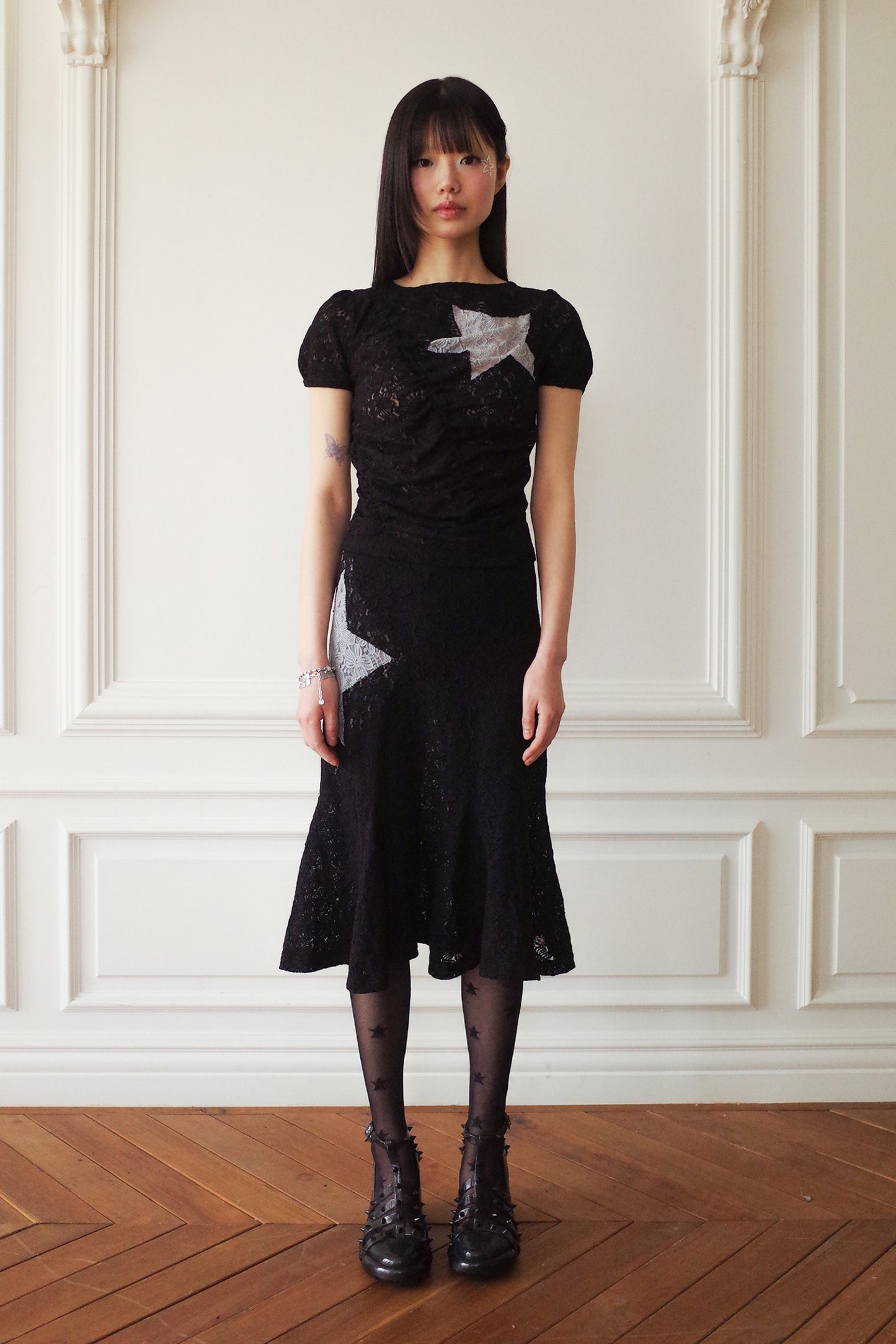 Bubble Sleeve Star Top (Black)