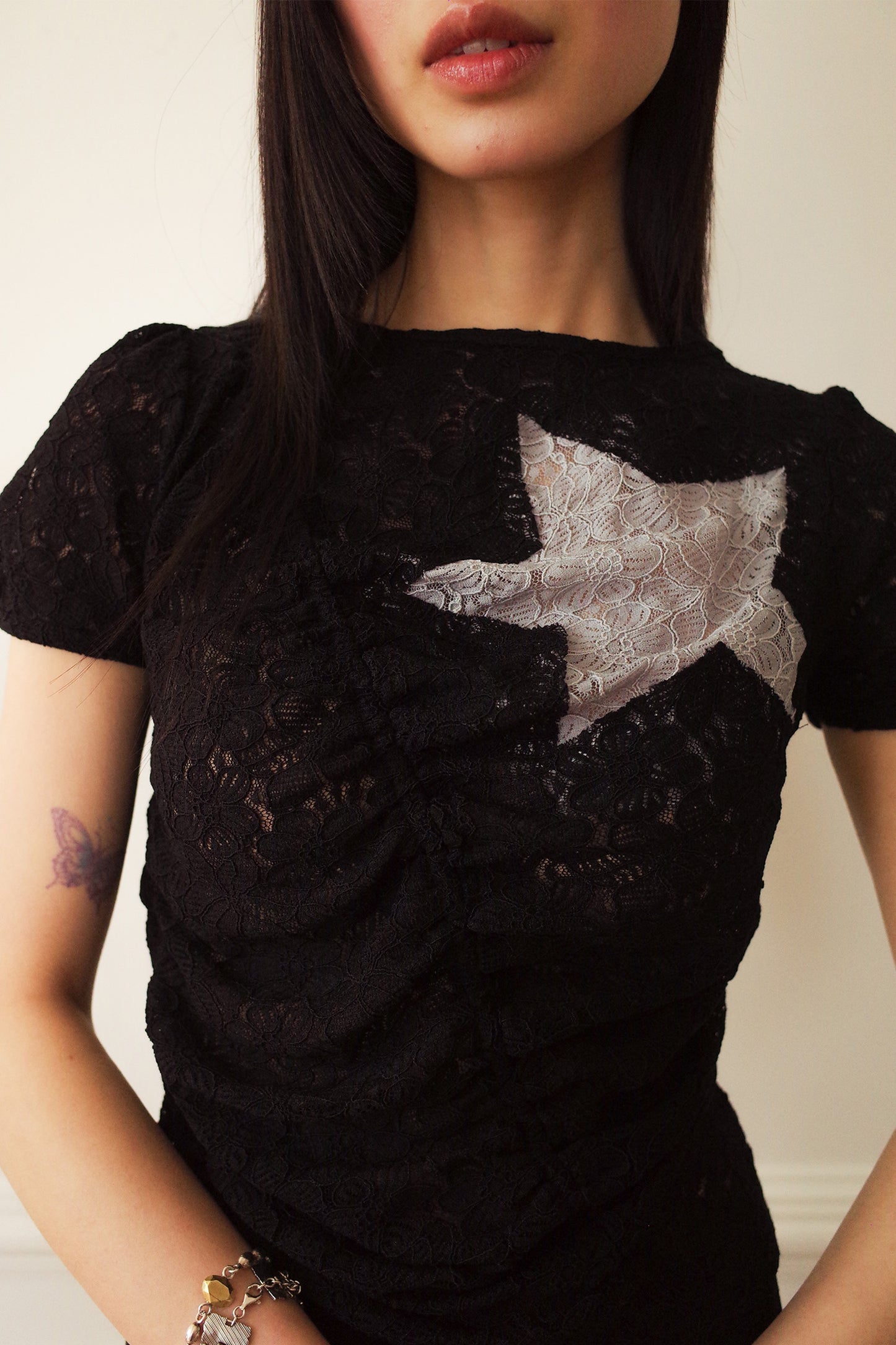 Bubble Sleeve Star Top (Black)
