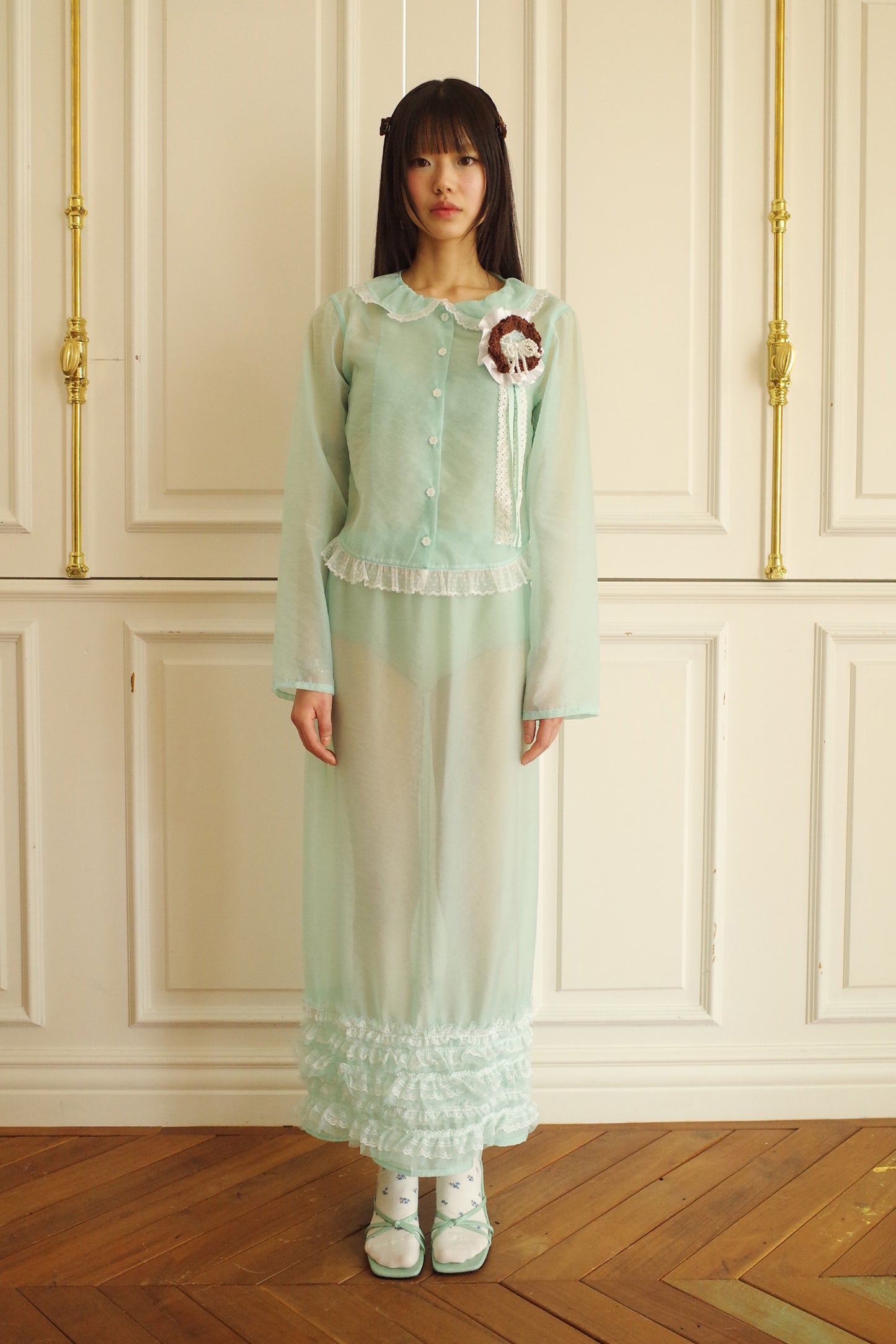 Peter Pan Collar Blouse (Mint)