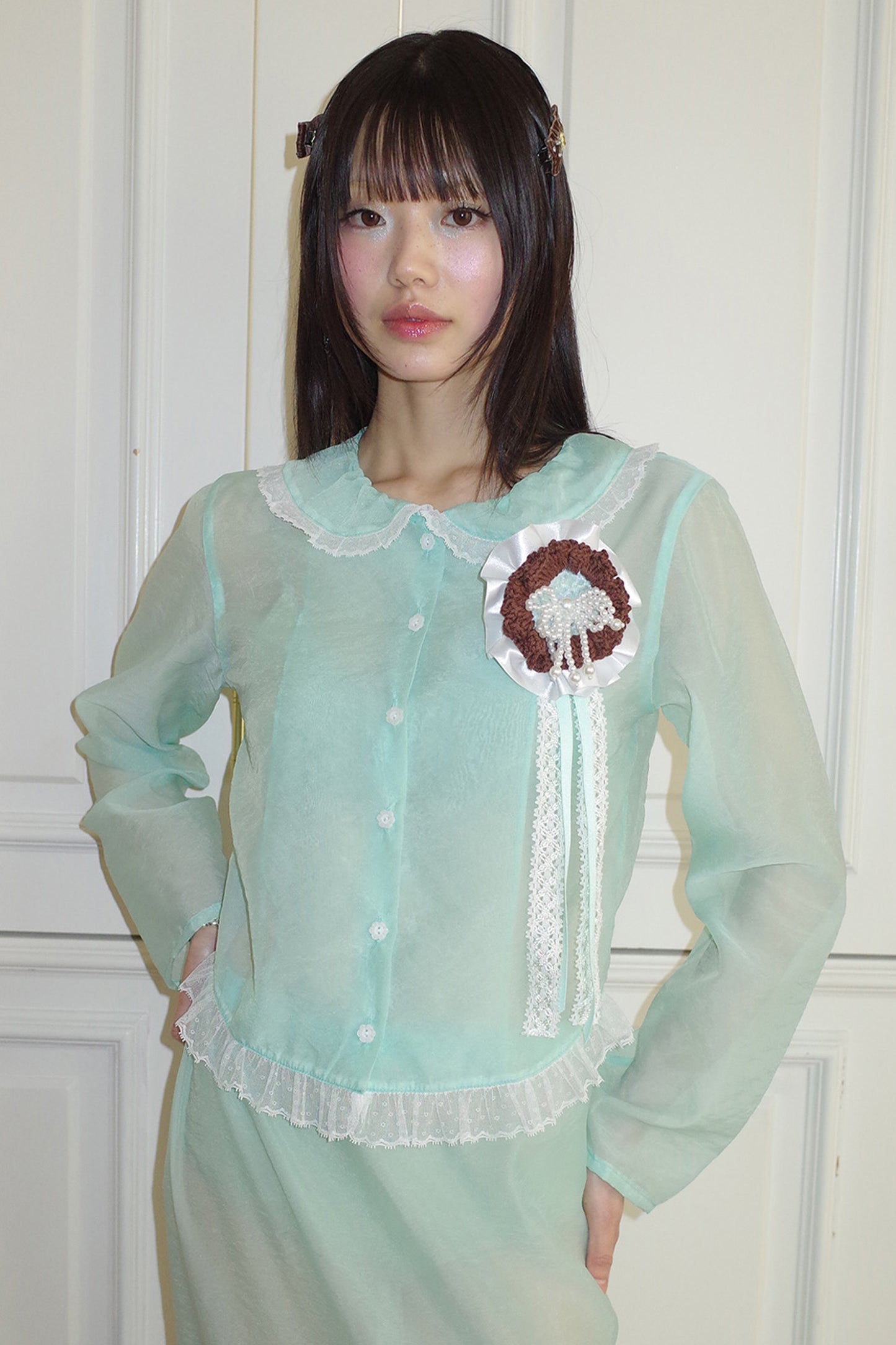 Peter Pan Collar Blouse (Mint)
