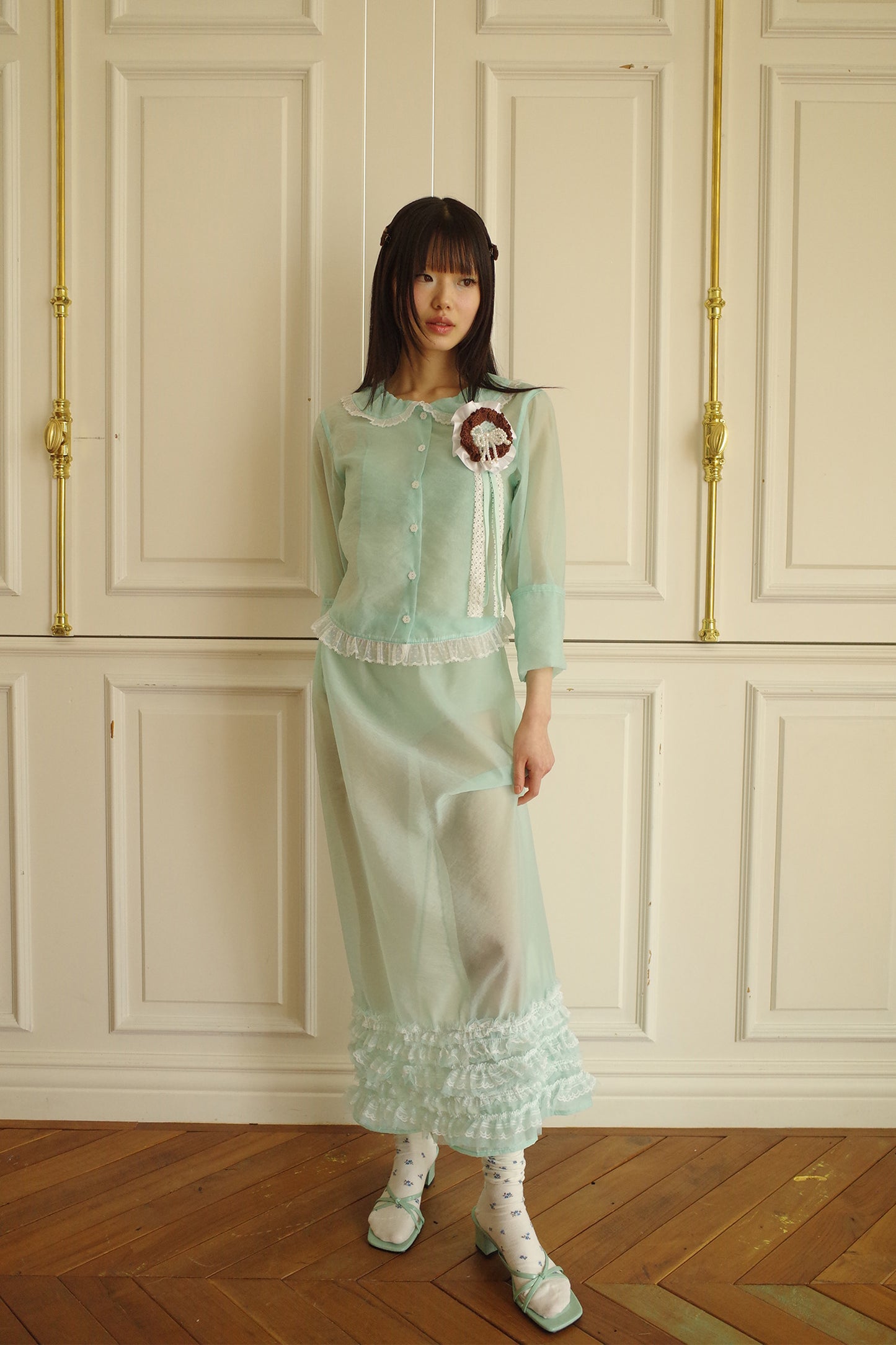Peter Pan Collar Blouse (Mint)