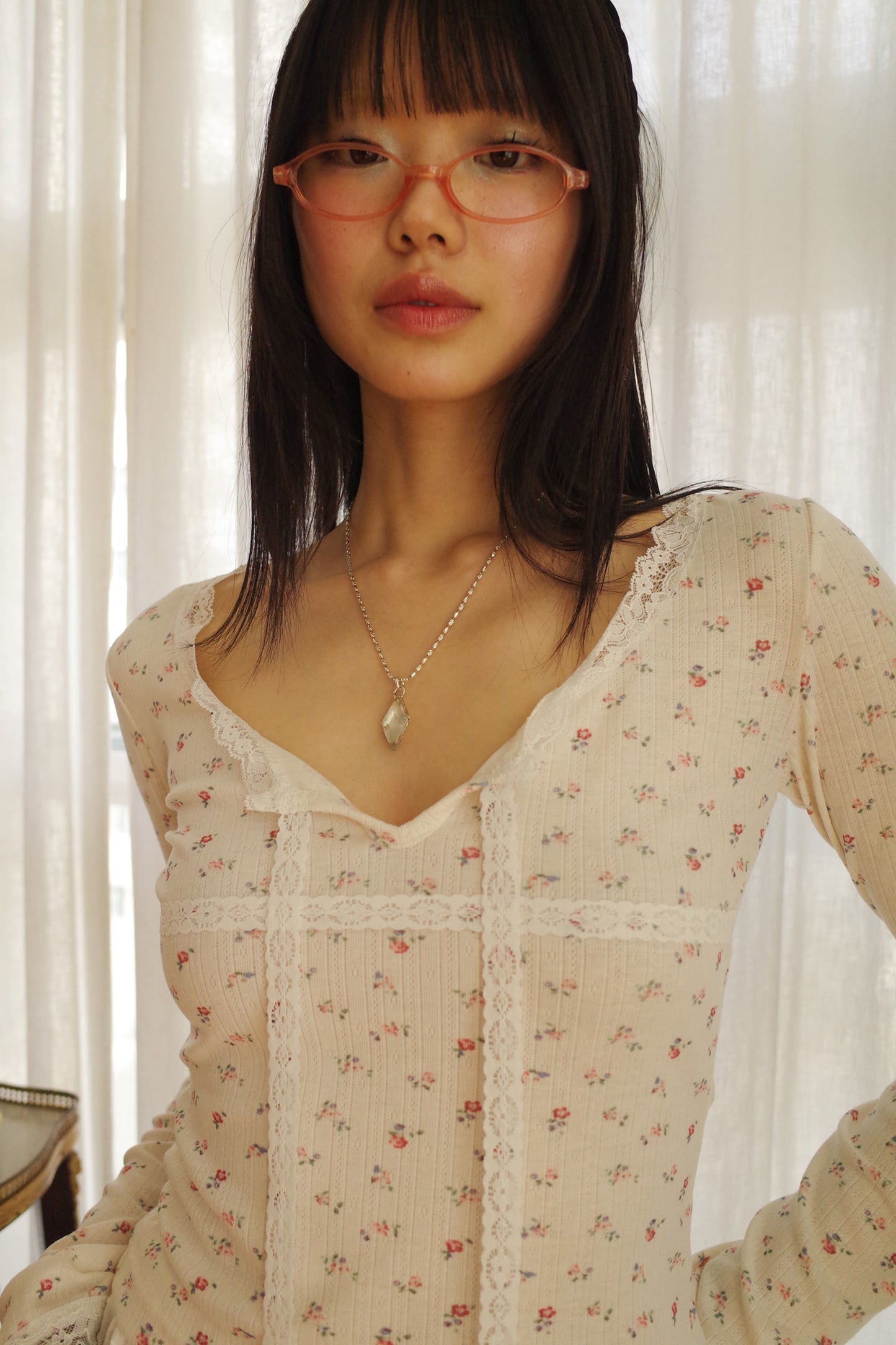 Eyelet Floral Lace Top (Cream)