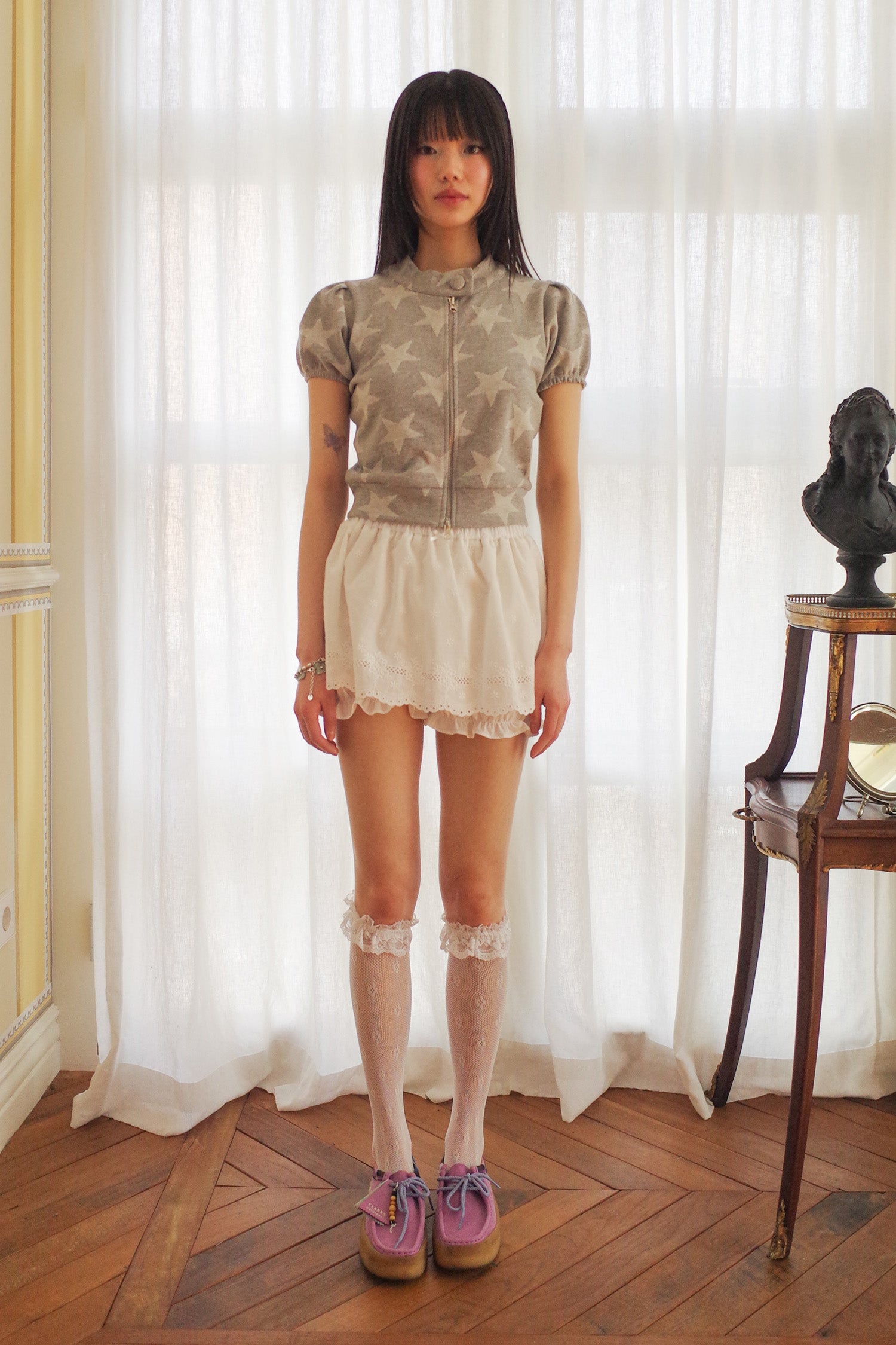 STAR ZIP UP TOP_GREY