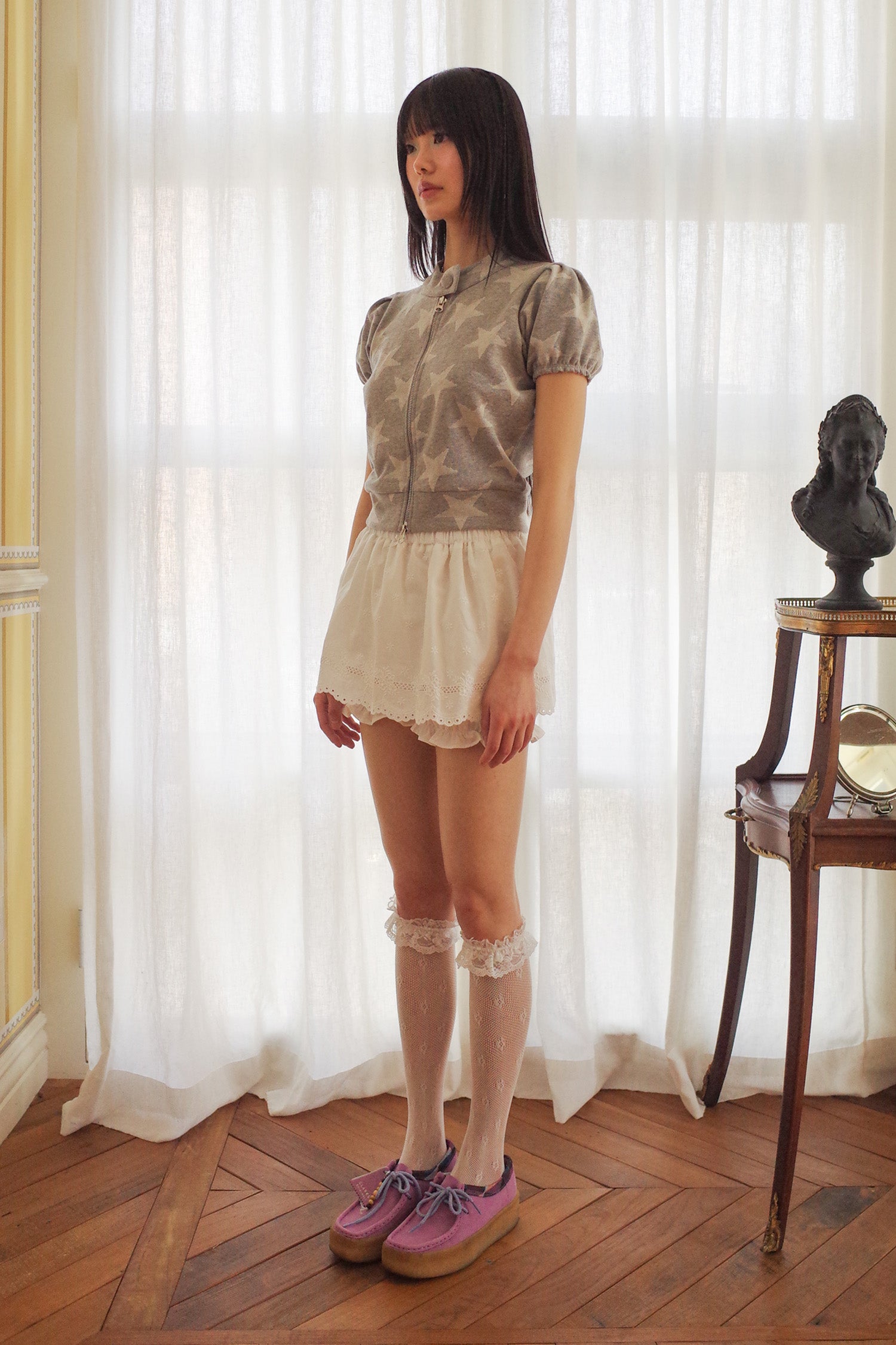 STAR ZIP UP TOP_GREY