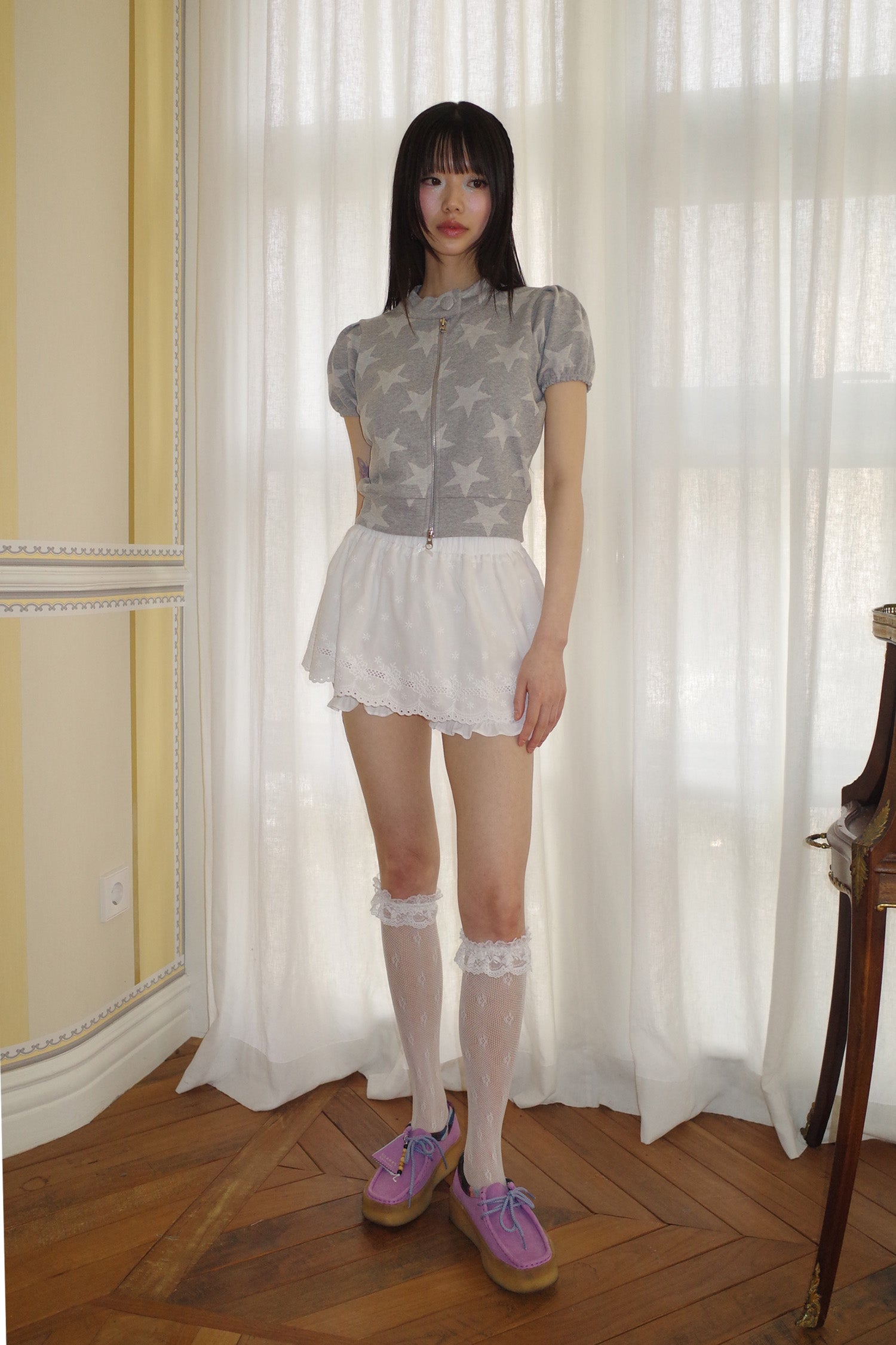 STAR ZIP UP TOP_GREY