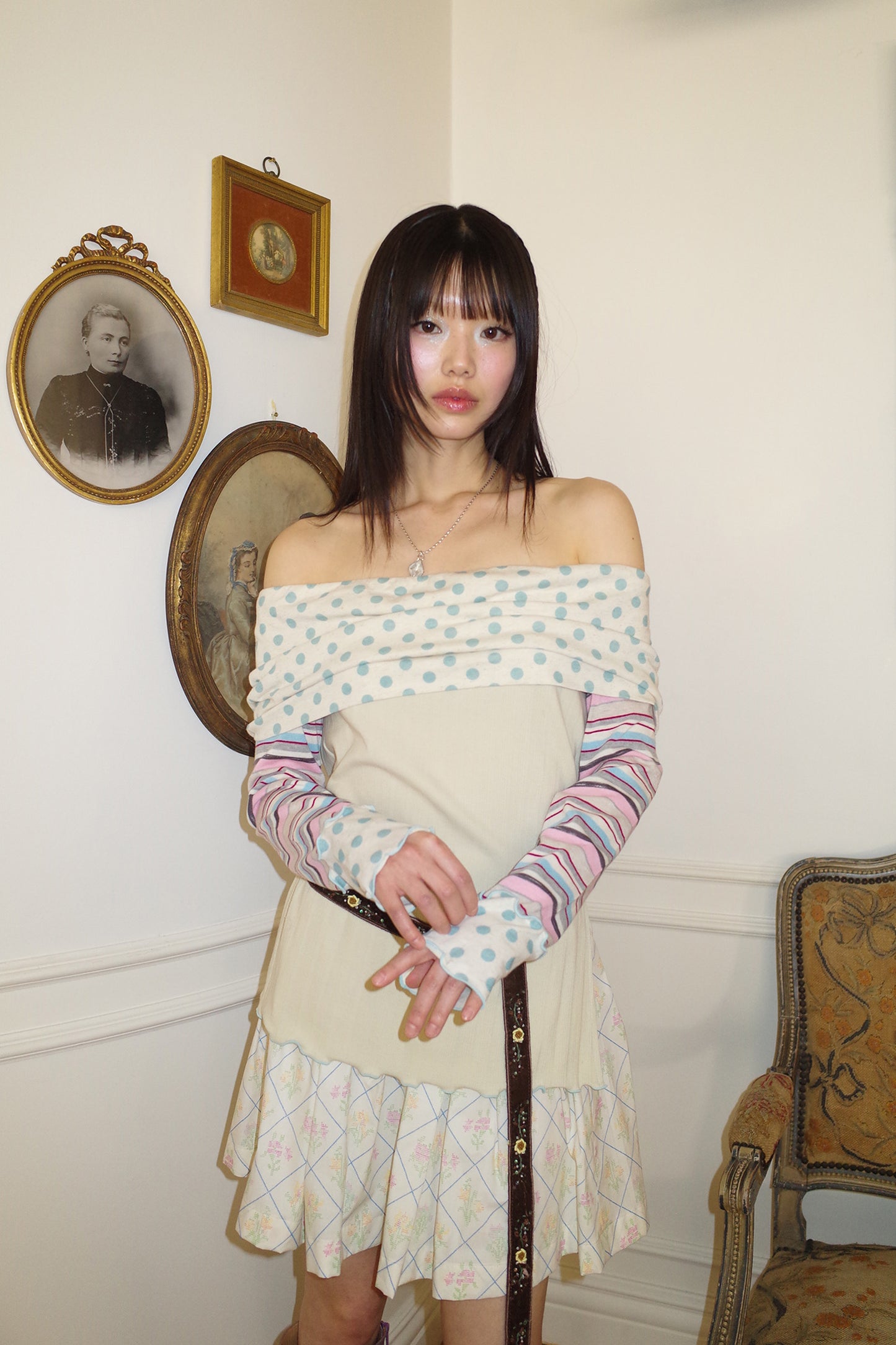 Multi Pattern Bardot Top