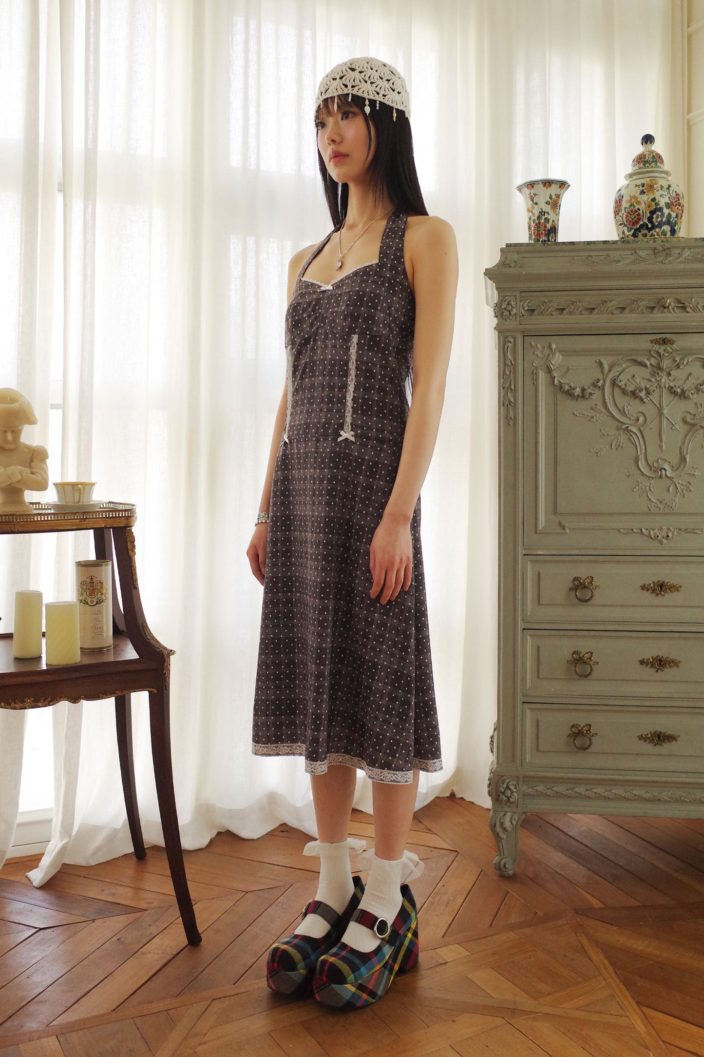 Dots Halter Dress (Black)