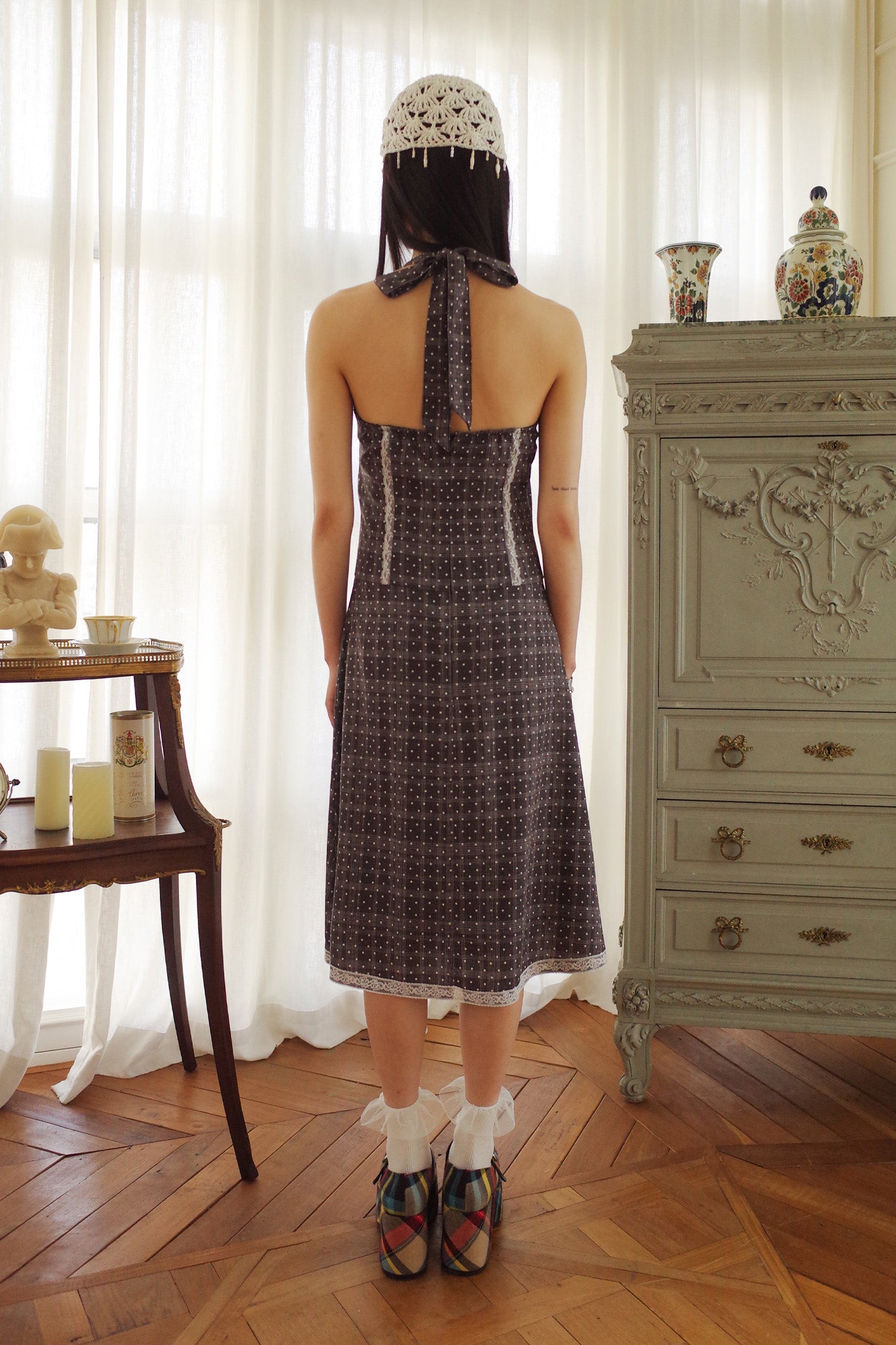 Dots Halter Dress Black