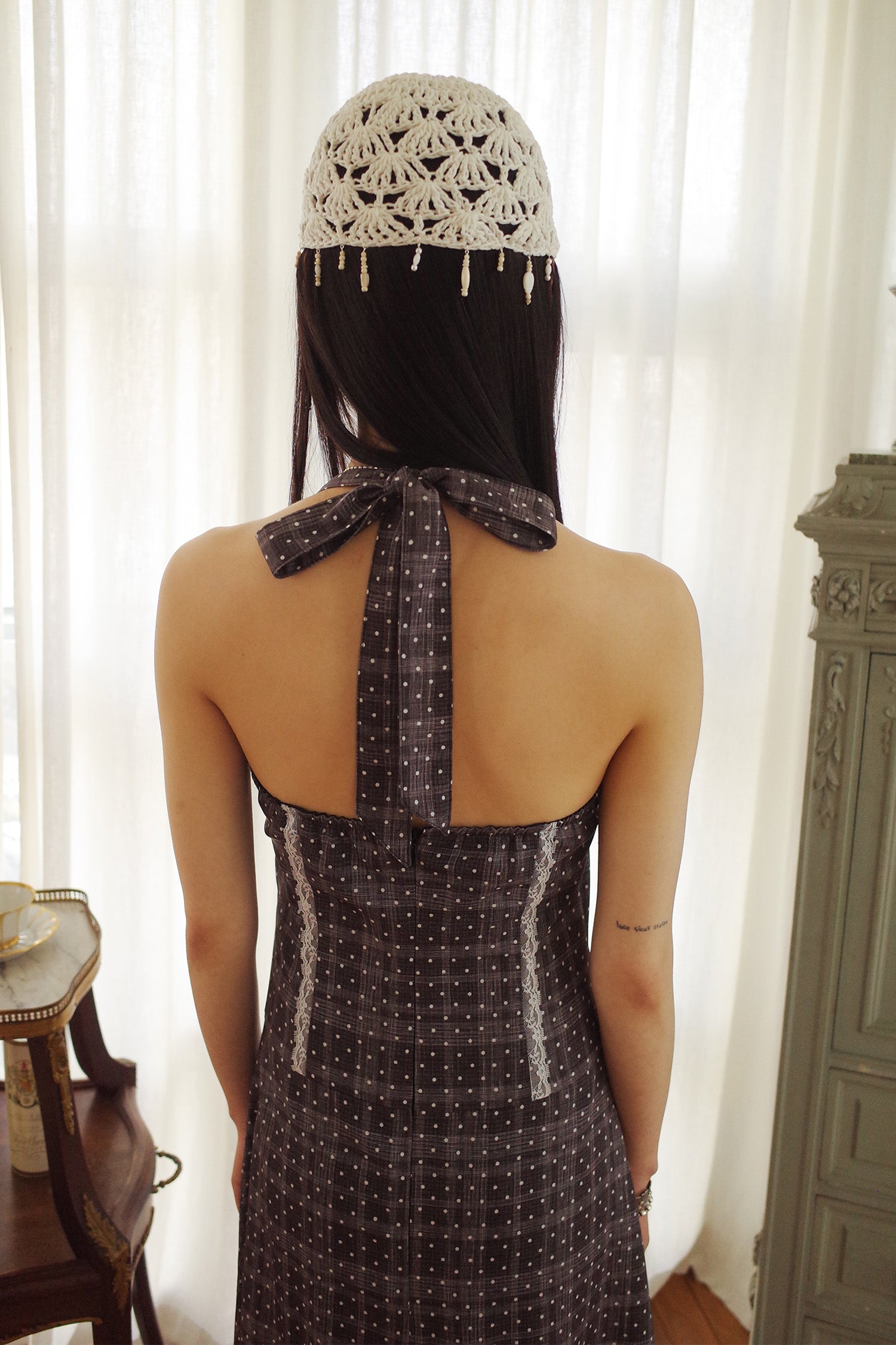 Dots Halter Dress Black