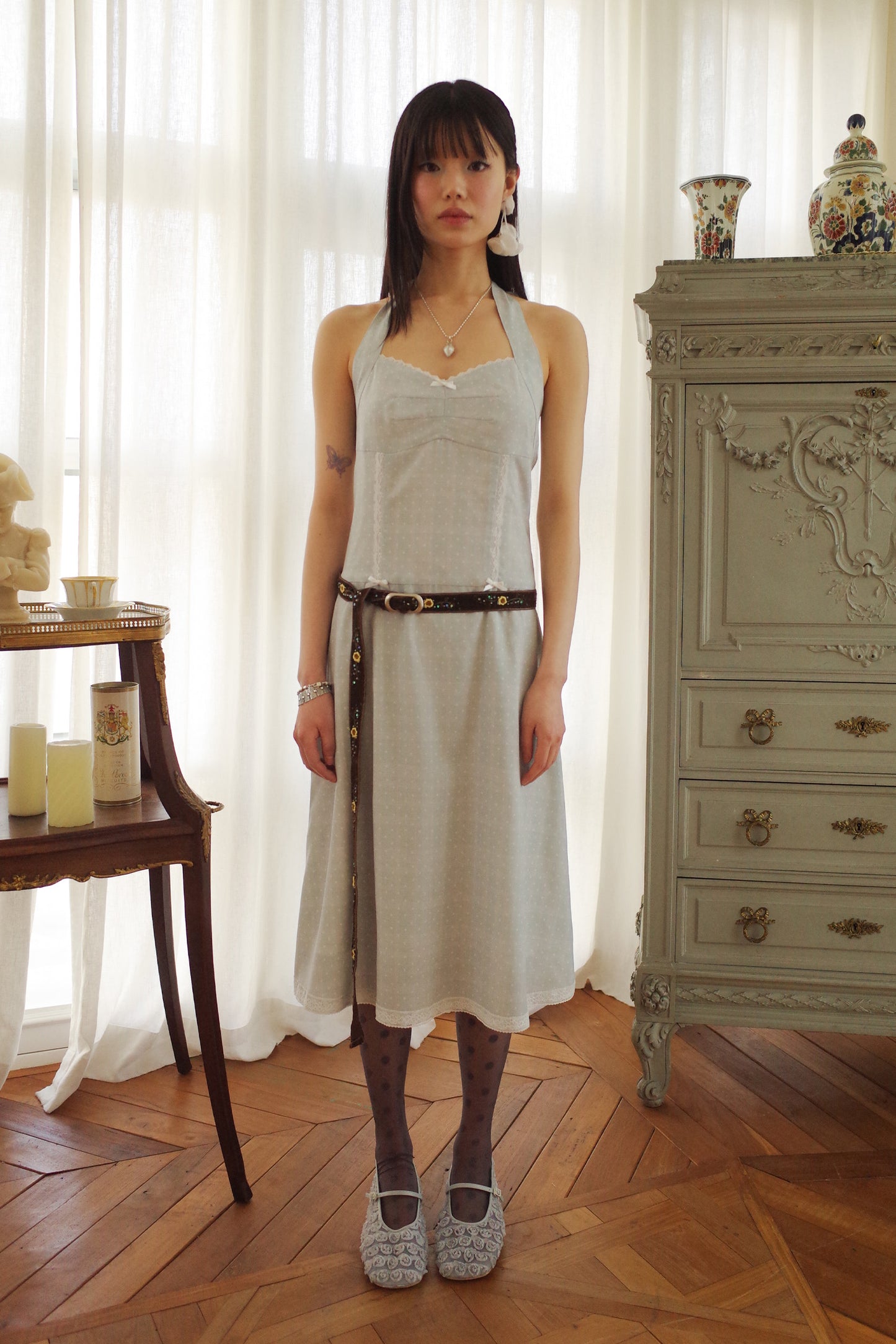Dots Halter Dress (Mint)