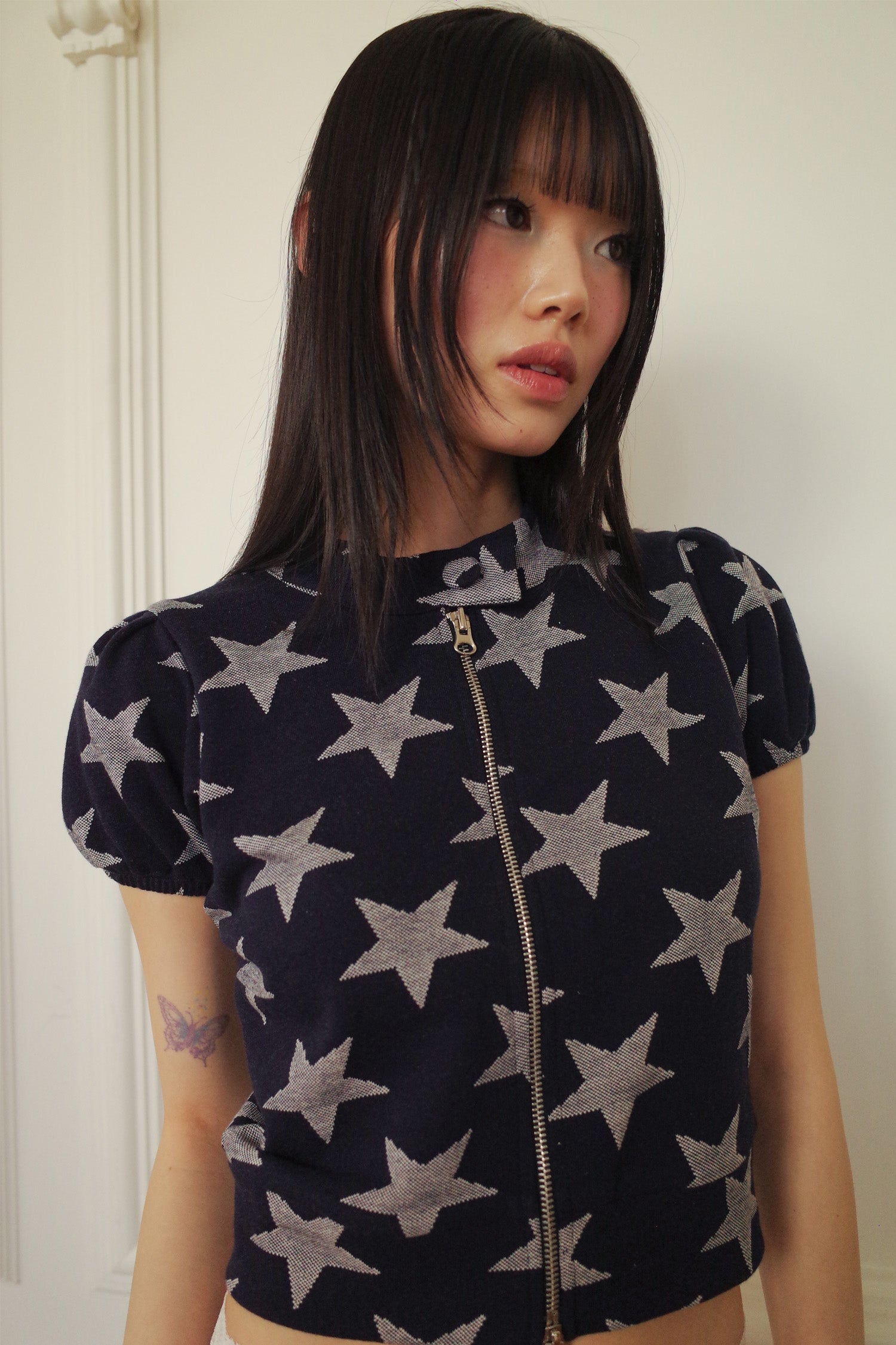 STAR ZIP UP TOP_NAVY