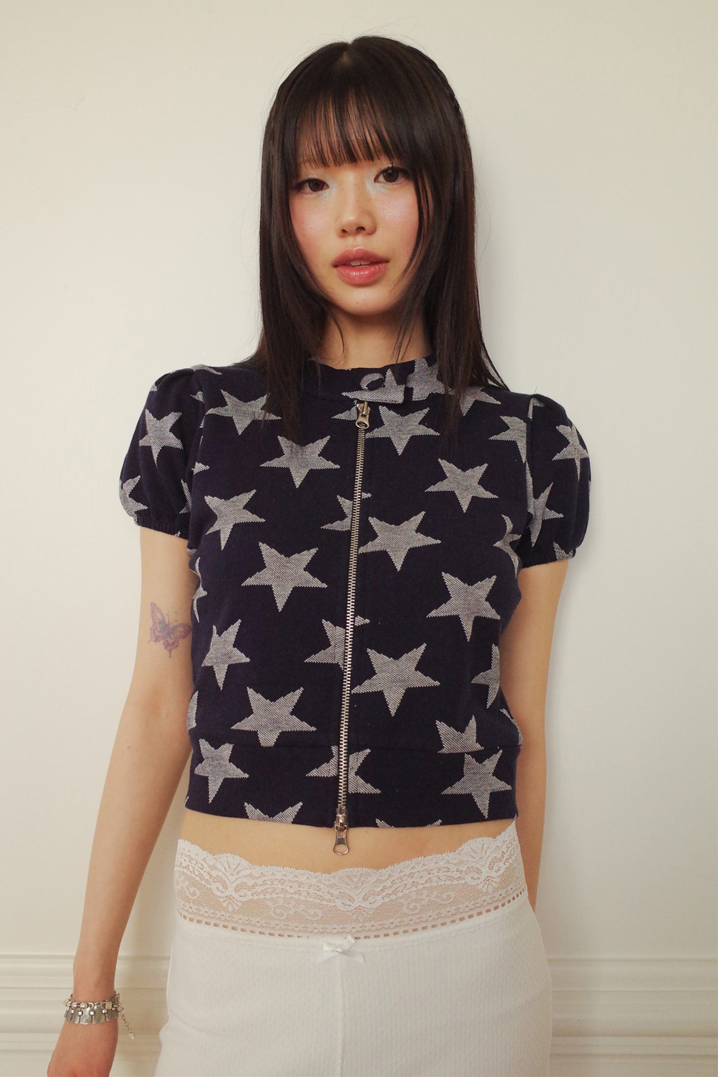 Star Zip Up Top (Navy)