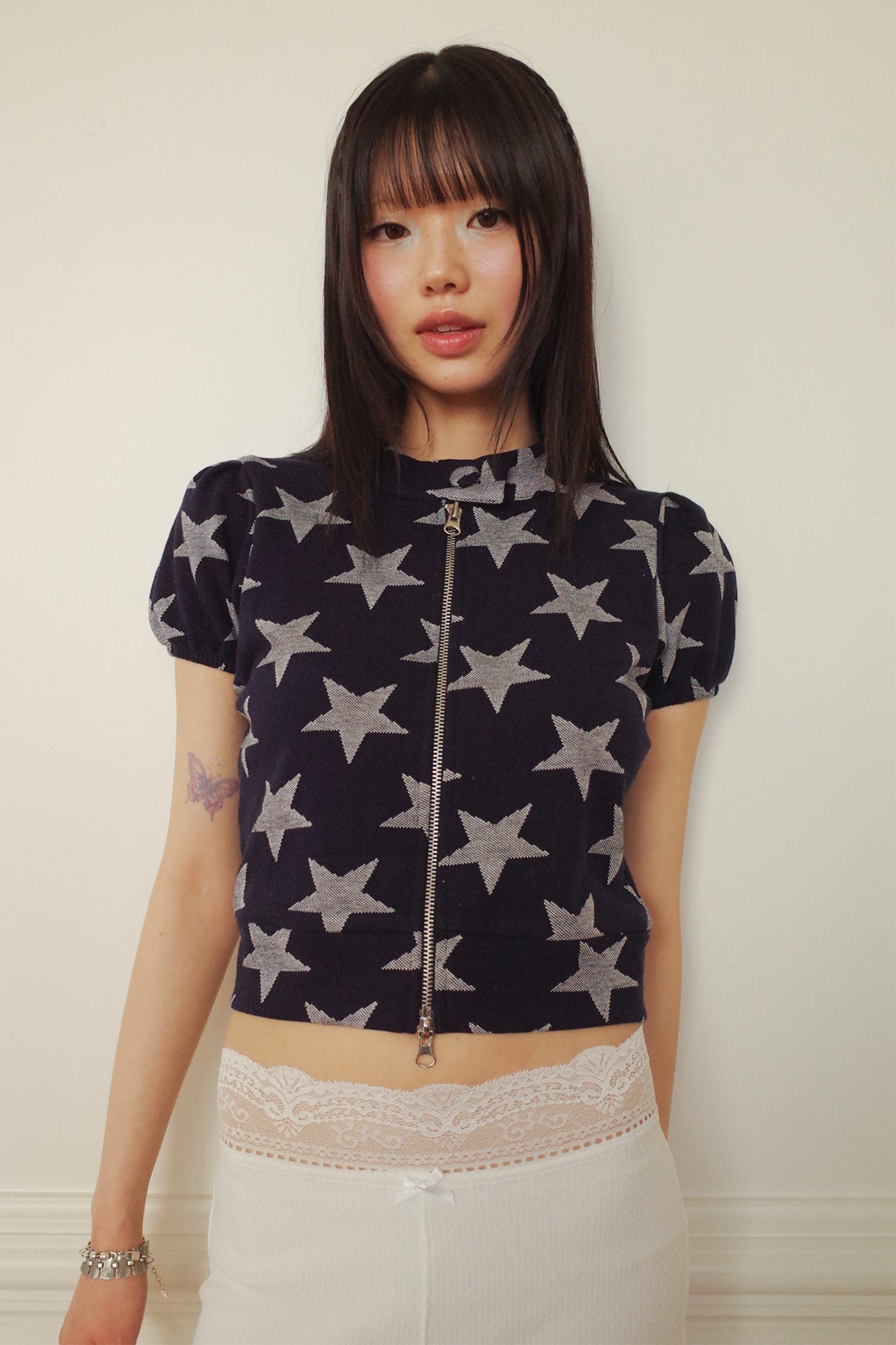 STAR ZIP UP TOP_NAVY