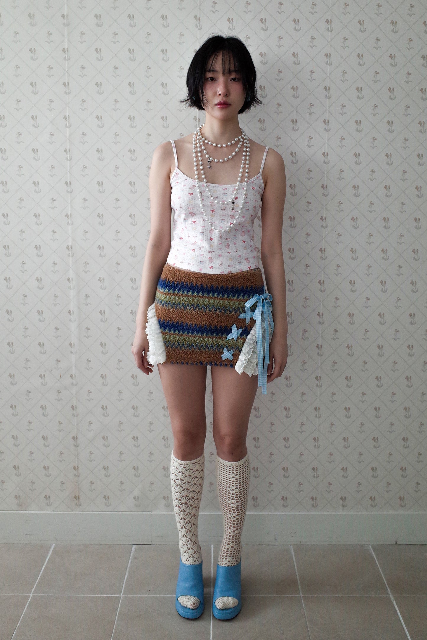 [Ordermade] Crochet Airy Cotton Knee Socks (Cream)